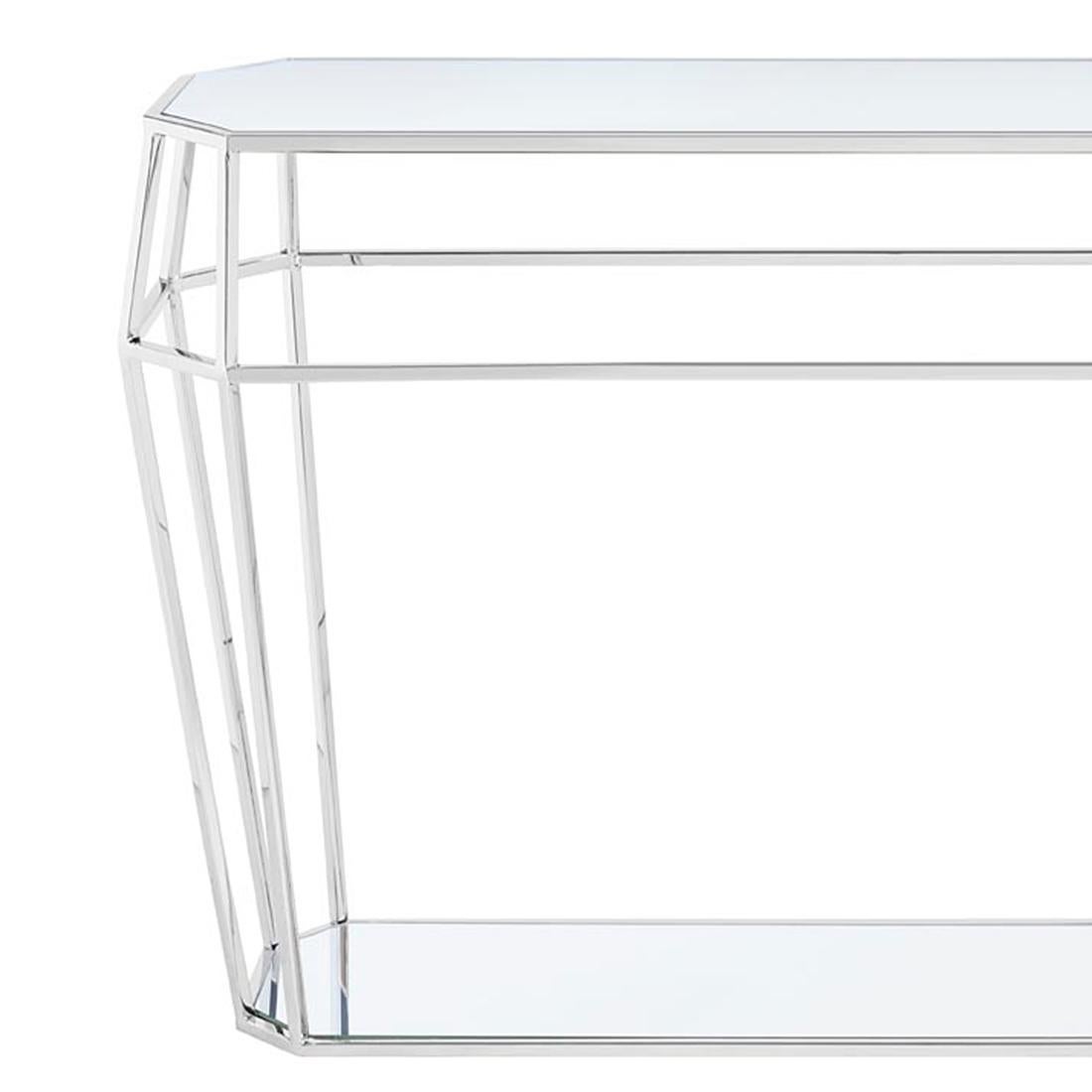 Console table Talisma glass with metal
structure in chrome finish, with glass tops.