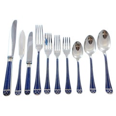 Talisman Blue Chinese by Christofle France Sterling Silver Flatware Service Set