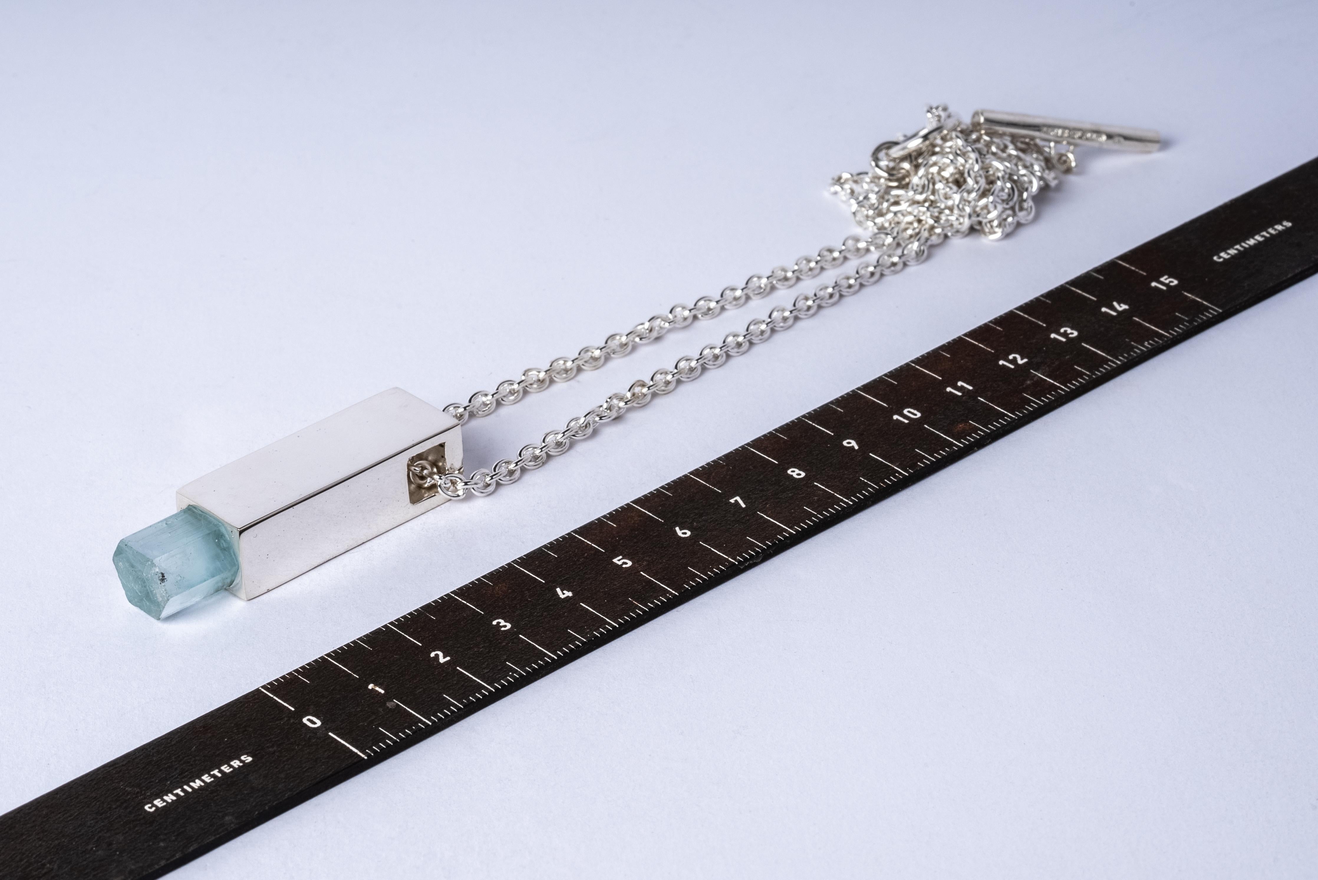 Talisman Cuboid Necklace (Aquamarine, PA+AQU) In New Condition For Sale In Paris, FR