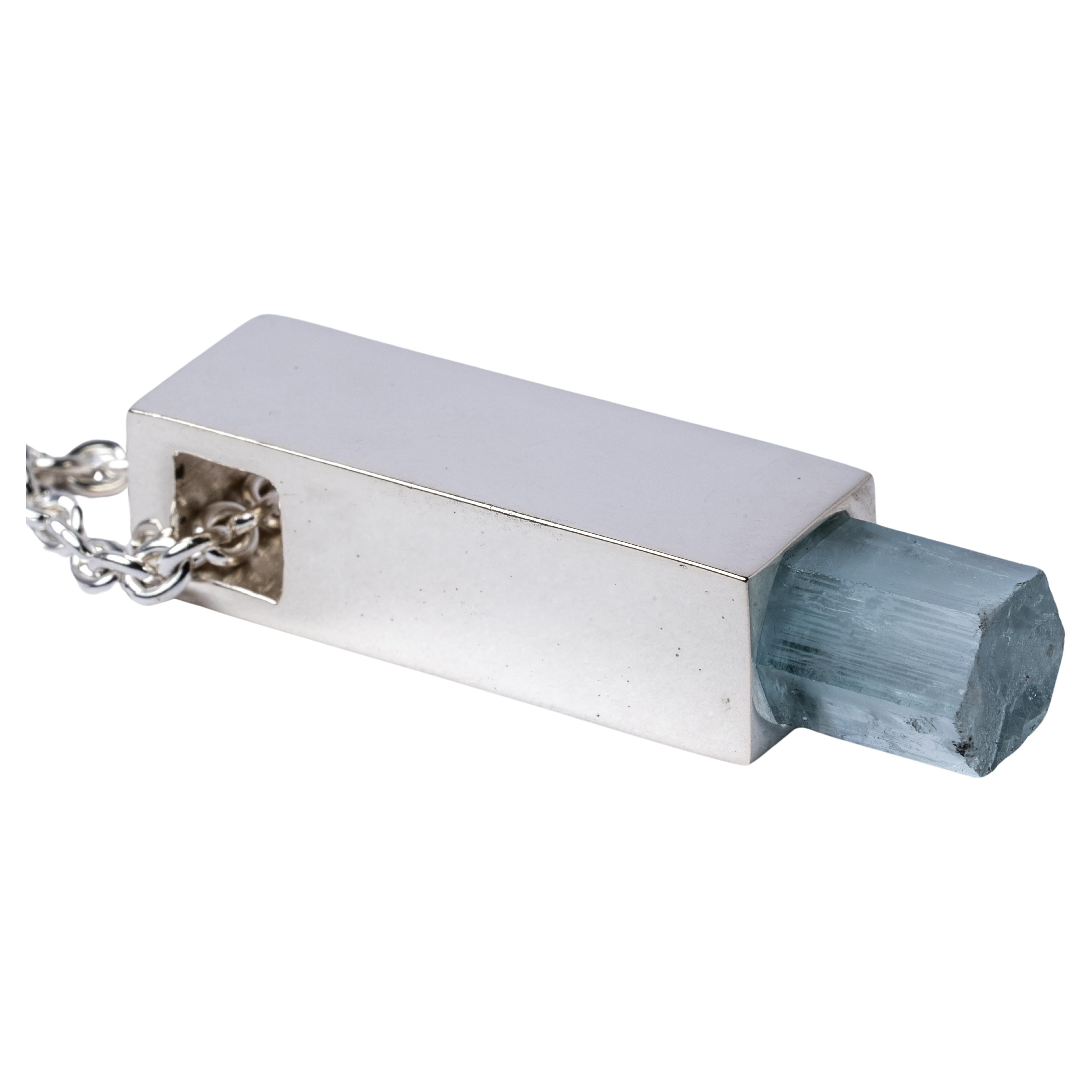 Talisman Cuboid Necklace (Aquamarine, PA+AQU) For Sale