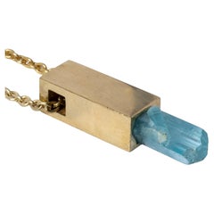 Talisman Cuboid Necklace (Aquamarine, YG+YGA+AQU)