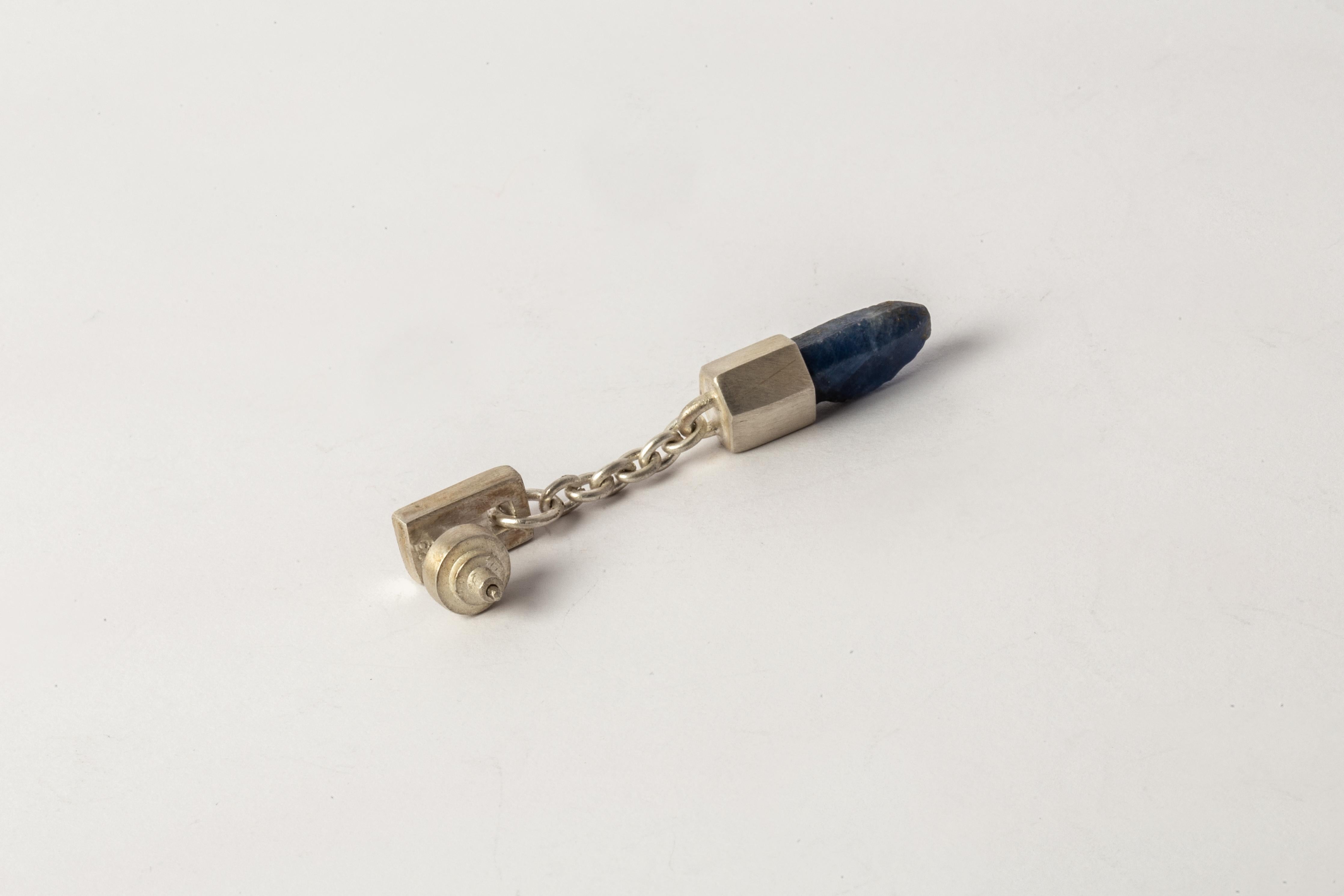 Rough Cut Talisman Dangle Earring (0.1 CT, Blue Sapphire, MA+DIA+SAP) For Sale