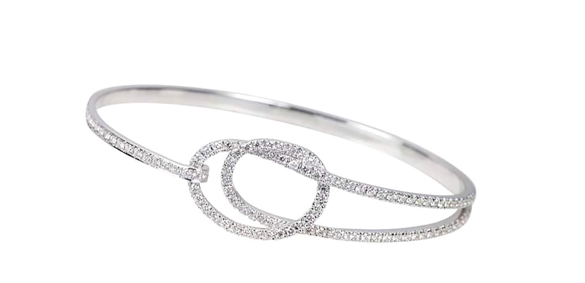 Taille brillant Talisman : bracelet jonc d'éternité en or blanc 18 carats et diamants  Paramètres en vente