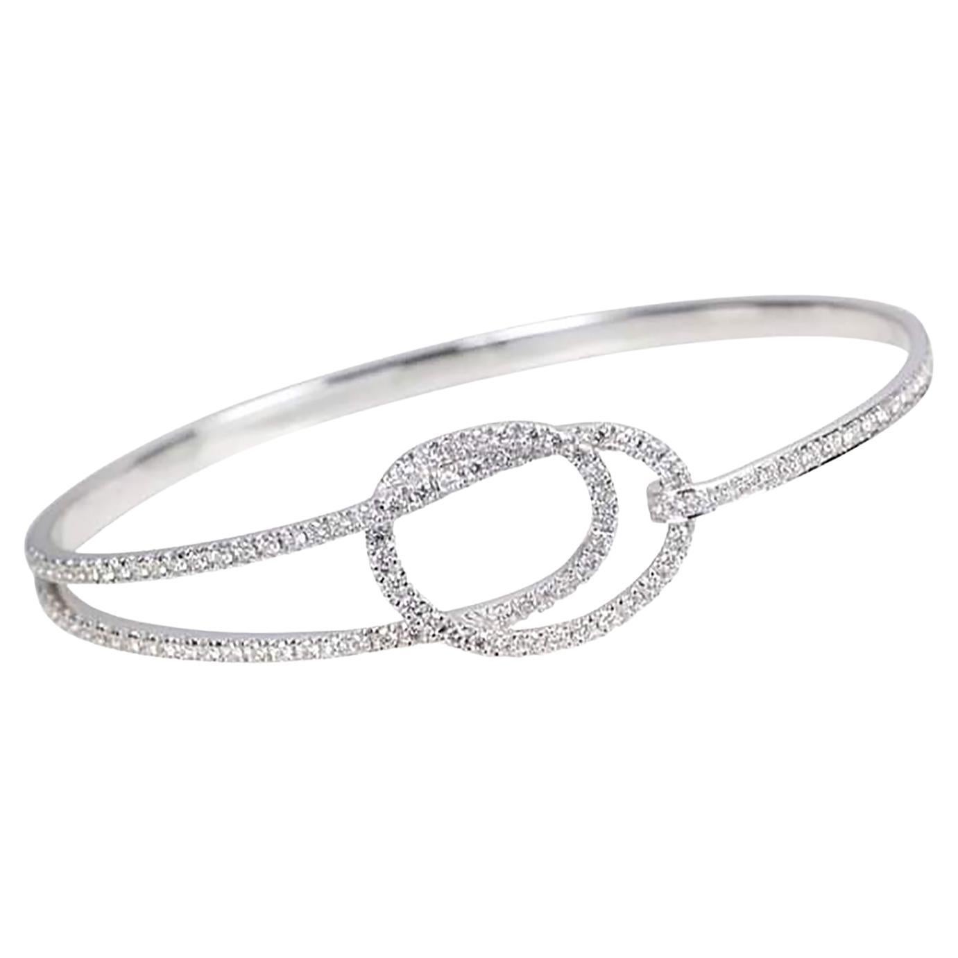 Talisman: Eternity Knot Diamond Bangle in 18K White Gold  Settings For Sale