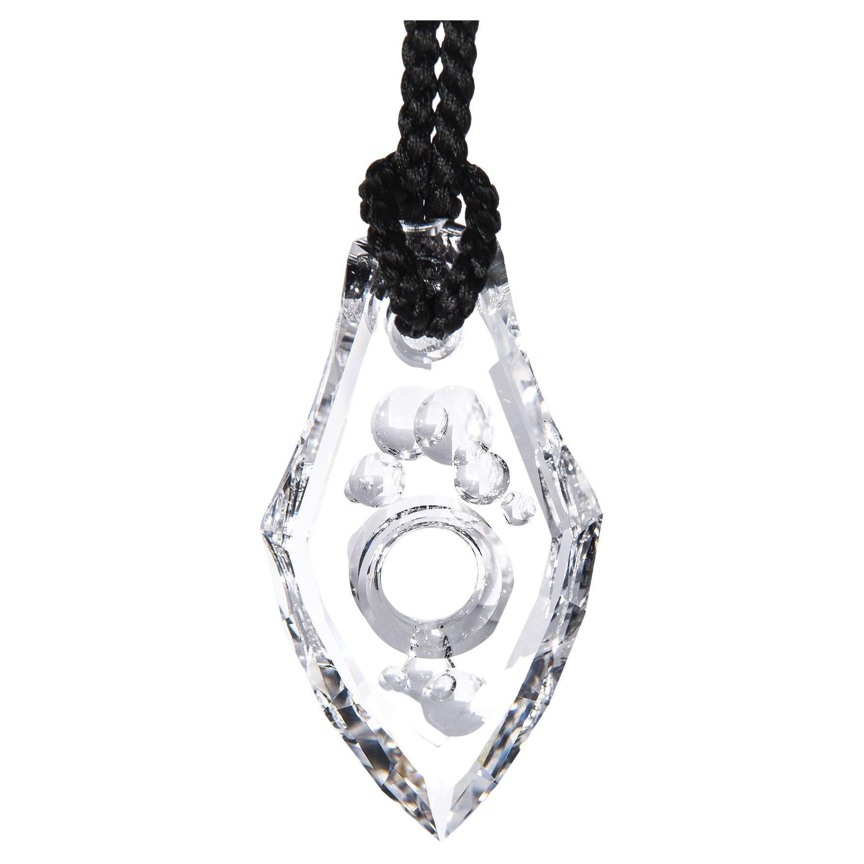 Rock crystal necklace made of stainless steel and precious stones