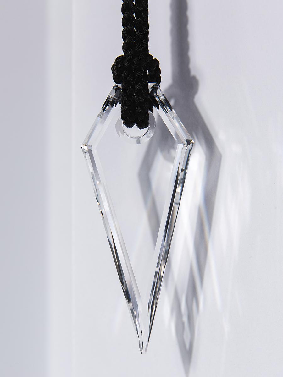Artisan Talisman III Carved Rock Crystal Pendant Healing Gemstone Magic jewelry necklace For Sale
