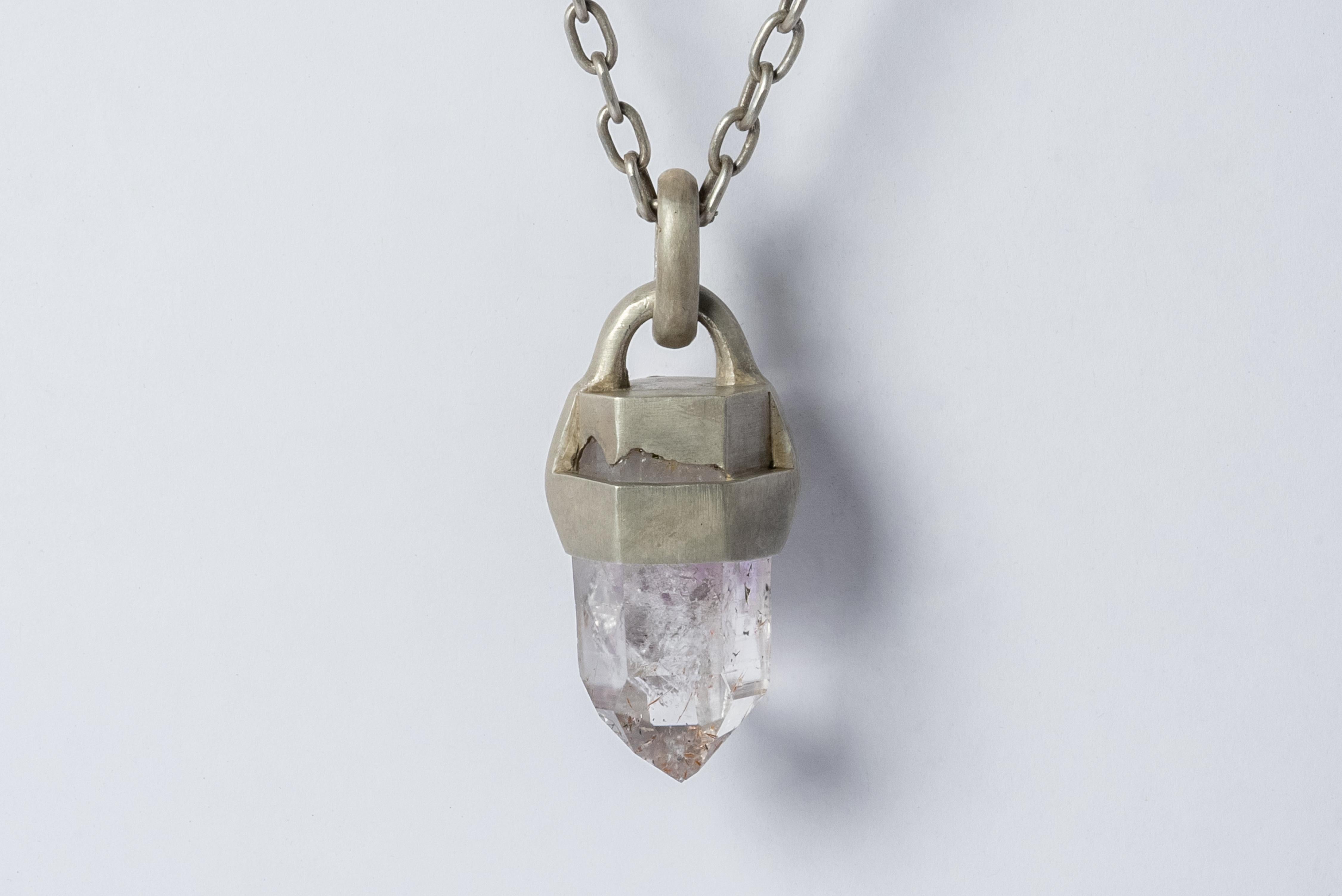 Rough Cut Talisman Necklace (Brace-Held, Healed, Amethyst, DA+AME) For Sale