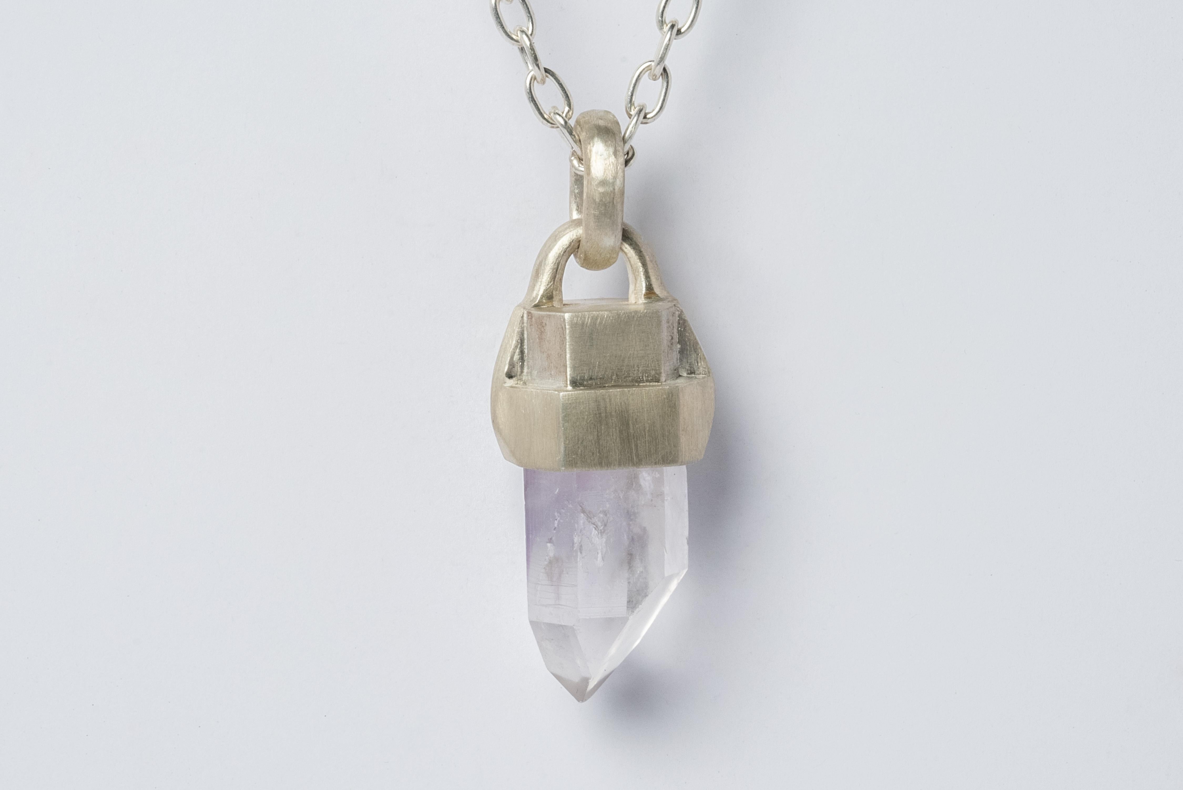 Rough Cut Talisman Necklace (Brace-Held, Healed, Amethyst, MA+AME) For Sale