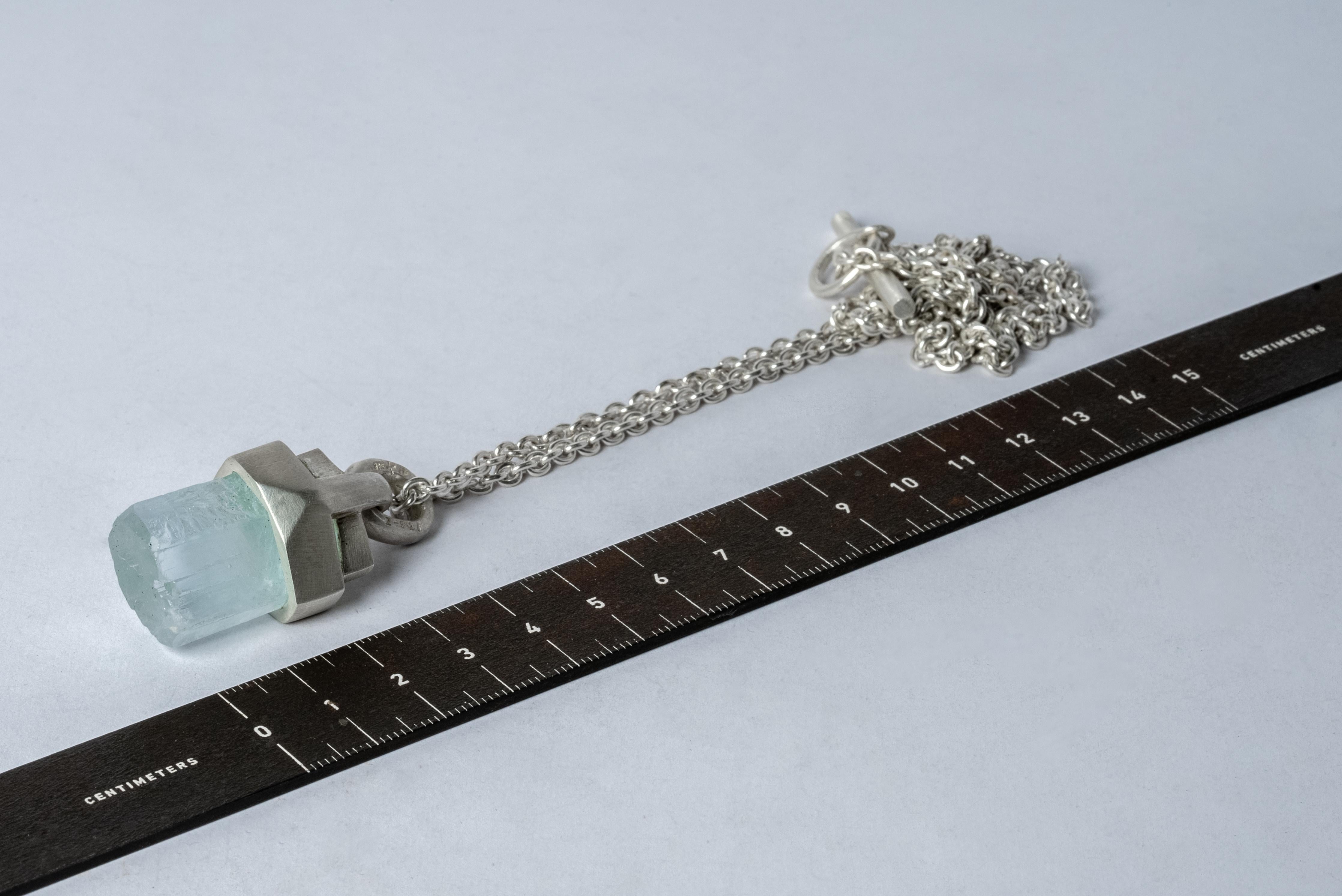 Rough Cut Talisman Necklace (Brace-Held, Healed, Aquamarine, MA+AQU) For Sale