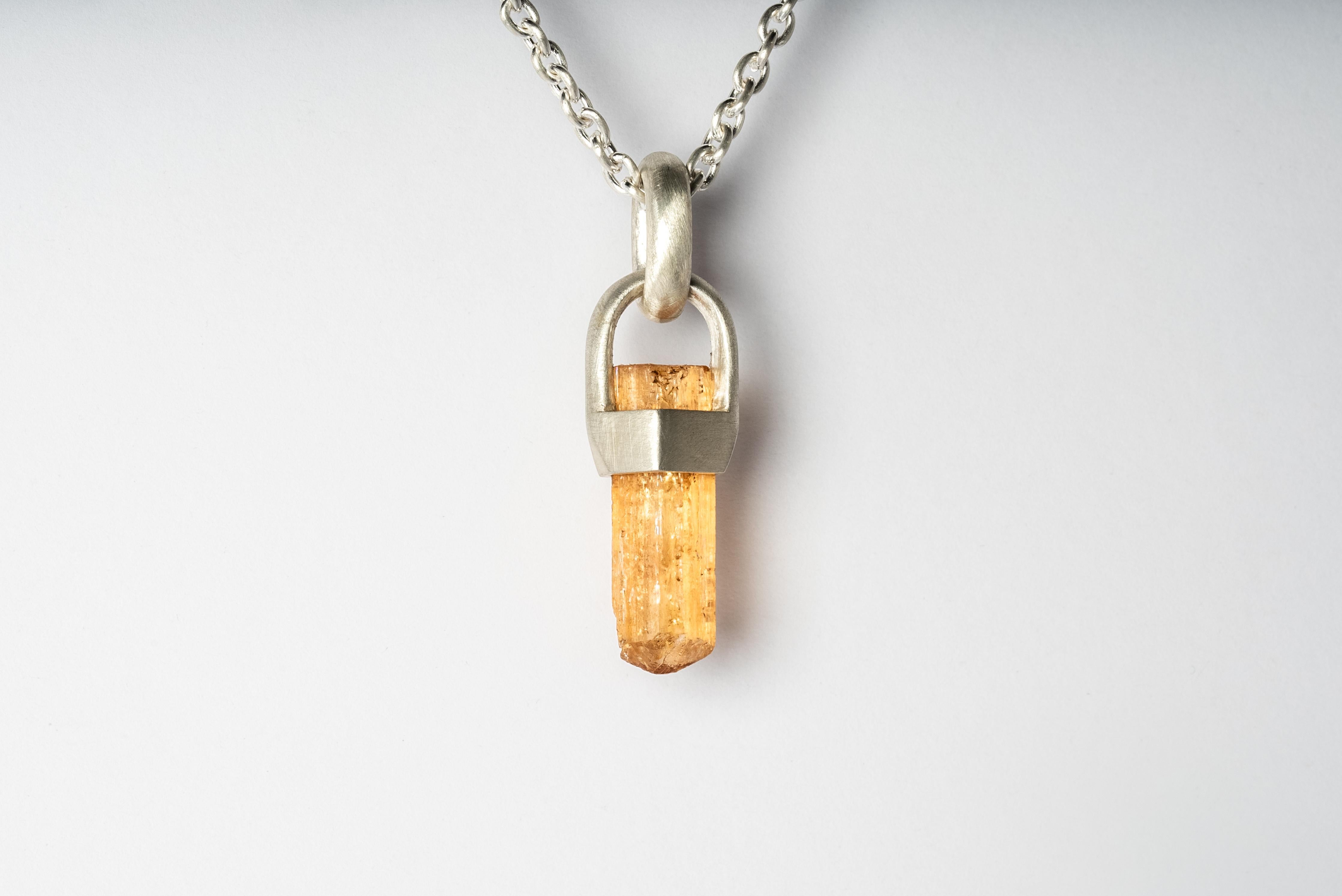 Rough Cut Talisman Necklace (Brace-Held, Imperial Topaz, MA+ITOP) For Sale