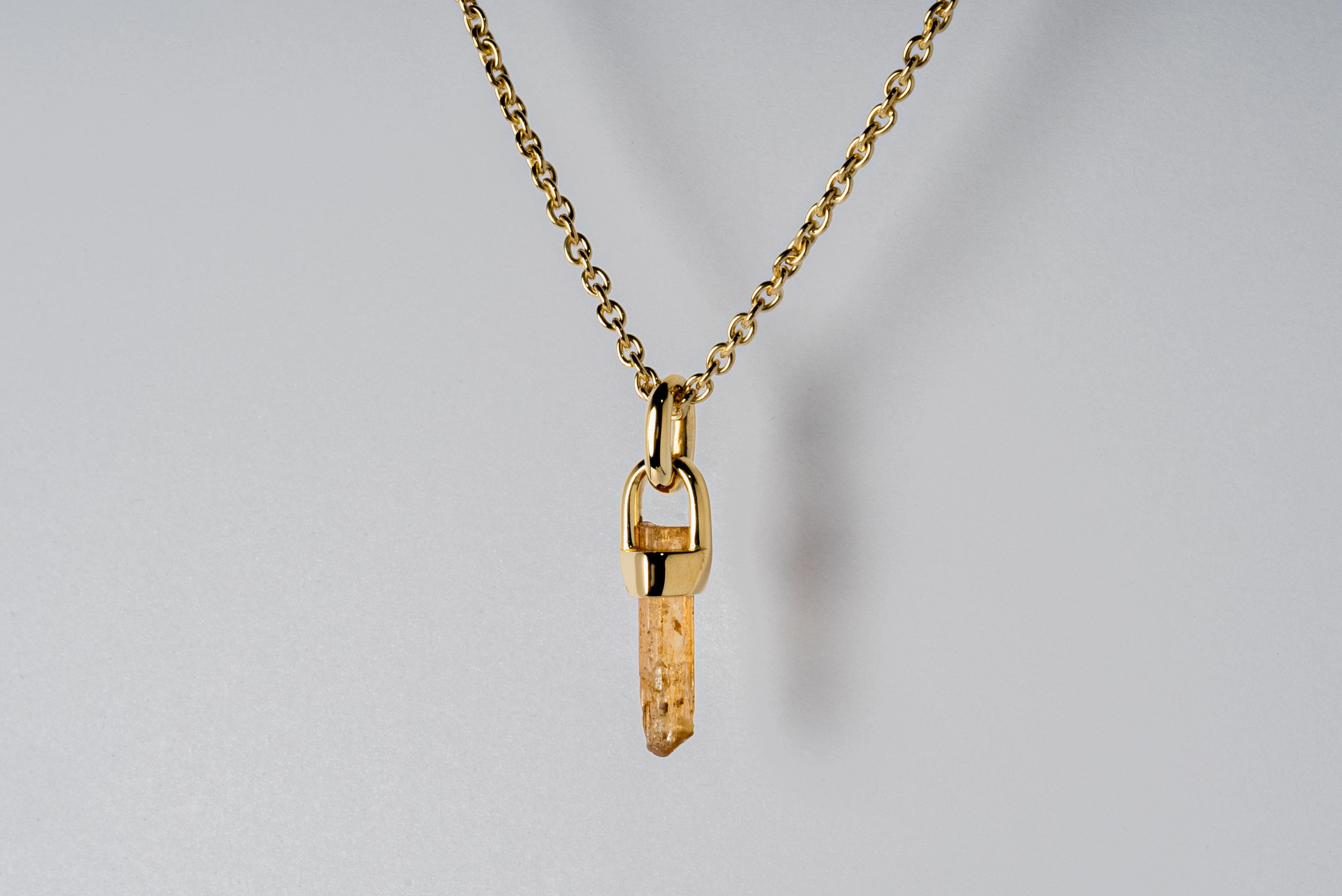 Rough Cut Talisman Necklace (Brace-Held, Imperial Topaz, YG+YGA+ITOP) For Sale