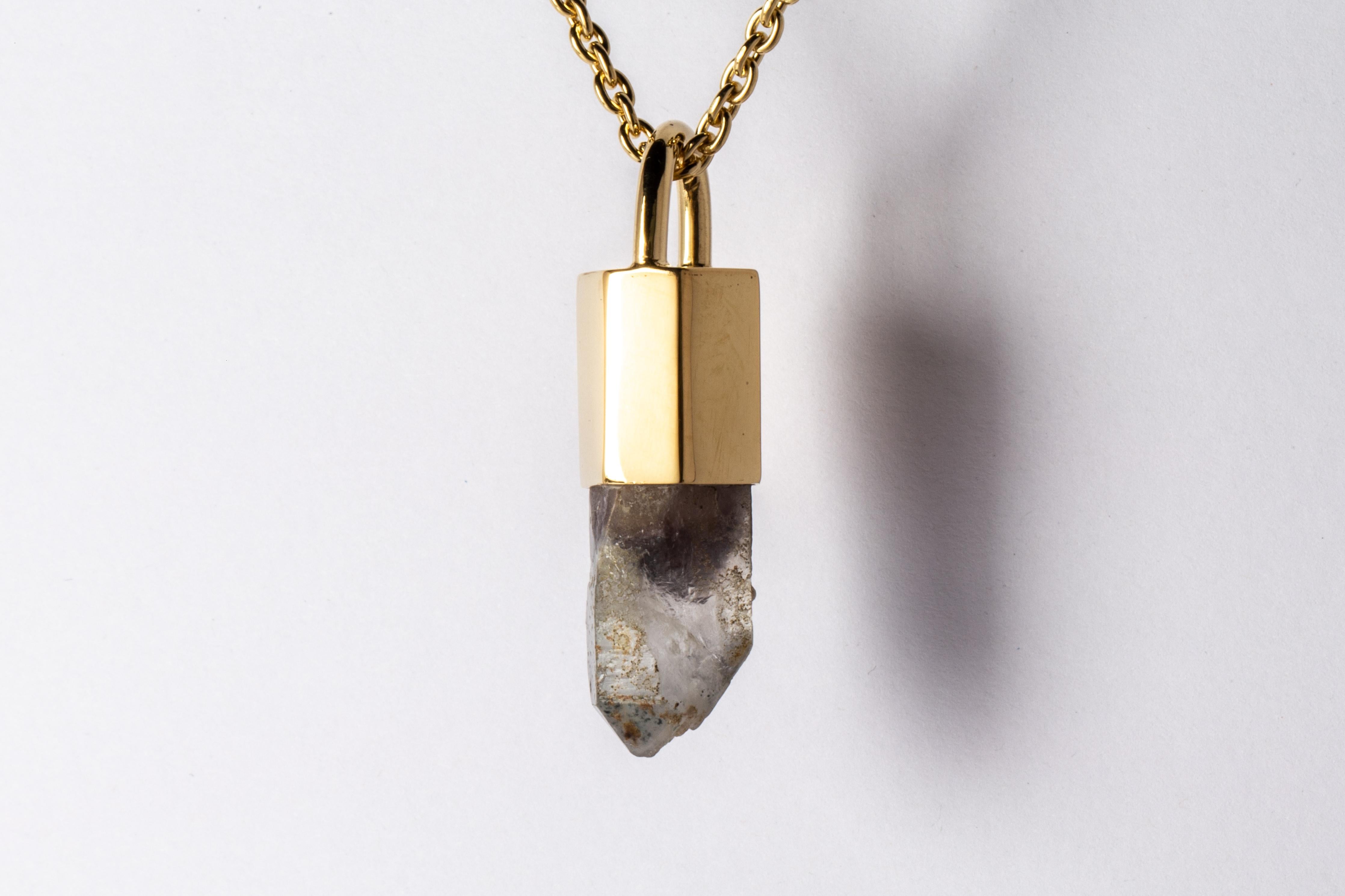 Talisman Necklace (Hematite Phantom Quartz, YG+YGA+HQ) In New Condition For Sale In Paris, FR