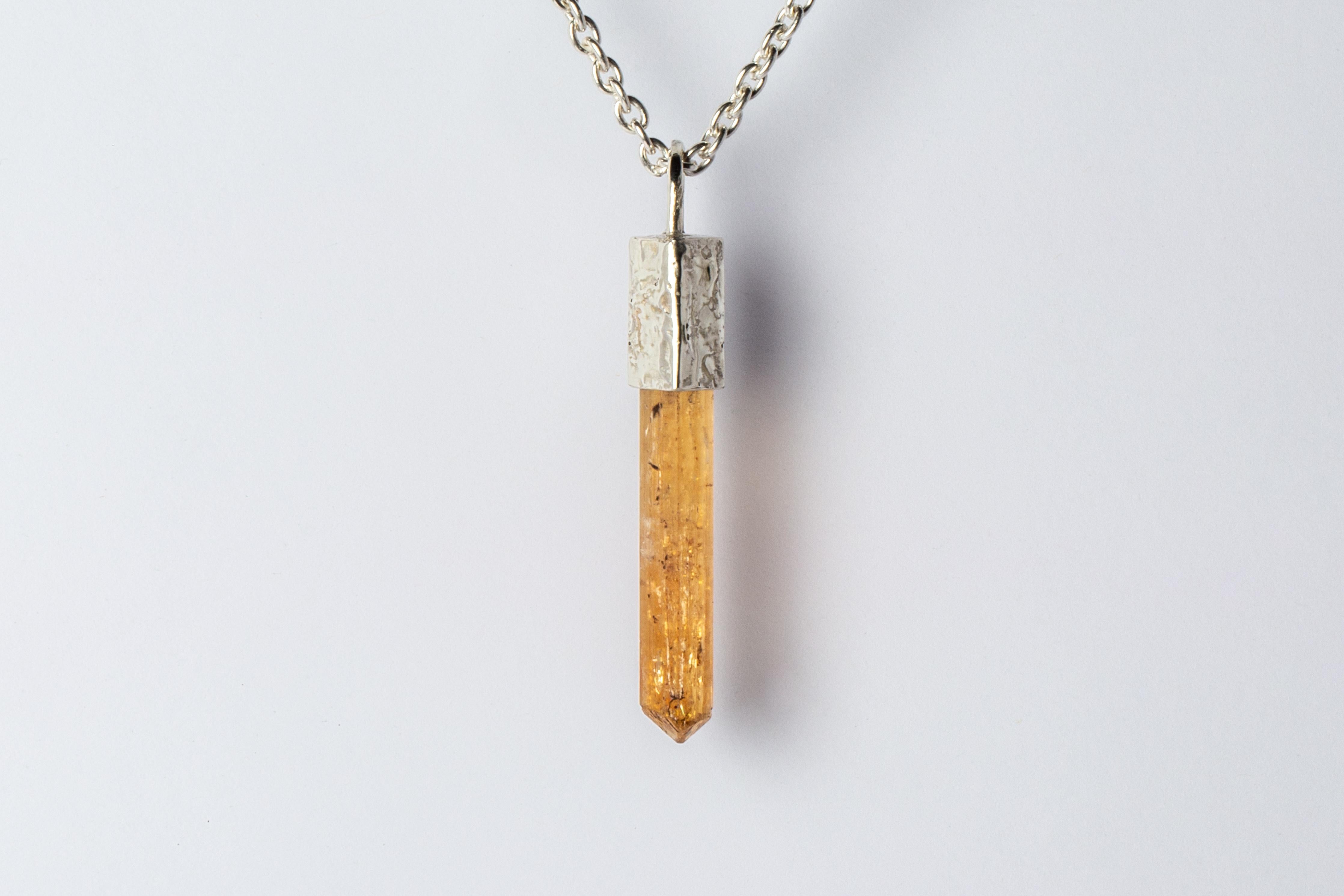 Rough Cut Talisman Necklace (Imperial Topaz, MA10KW+ITOP) For Sale