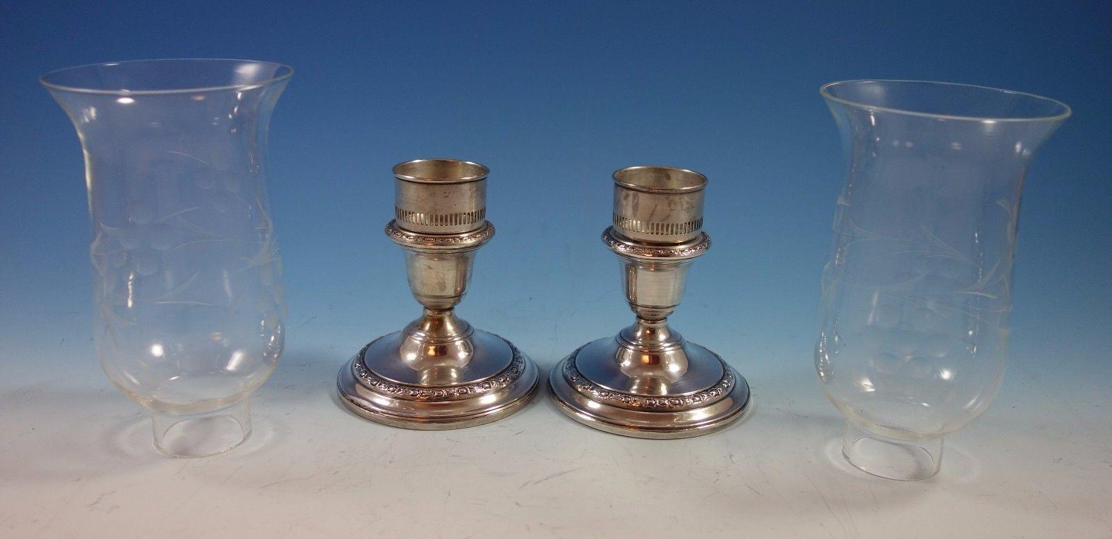 American Talisman Rose by Frank Whiting Sterling Silver Candlestick Pair #259