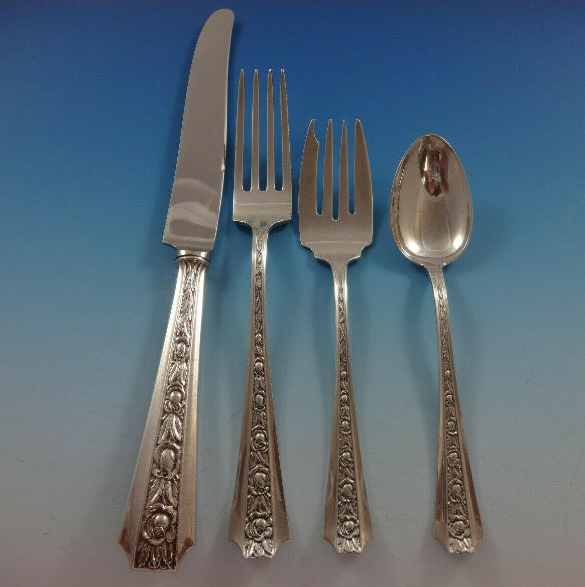 Talisman Rose by Frank Whiting Sterling Silver Flatware Service 12 Set 86 Piece In Excellent Condition For Sale In Big Bend, WI