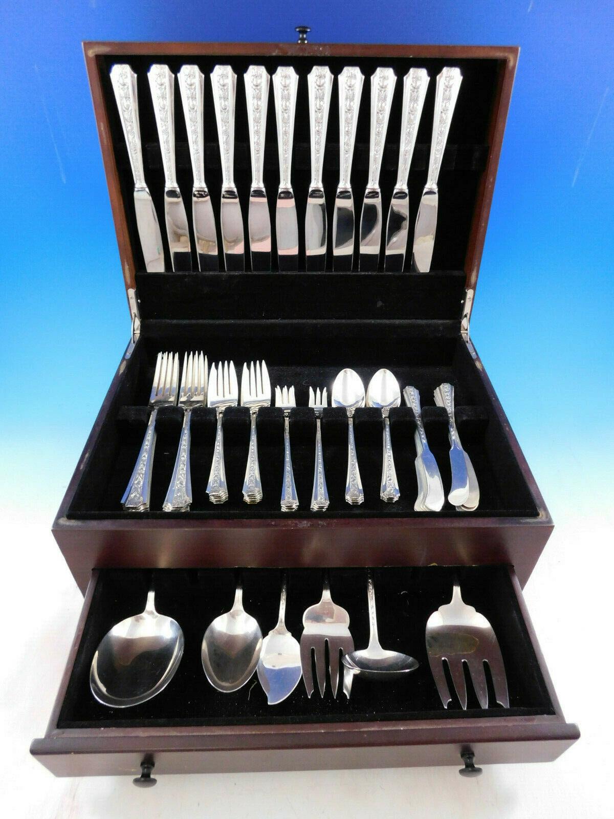 Talisman Rose by Frank Whiting Sterling Silver Flatware Set Service 78 Pc Dinner For Sale 4