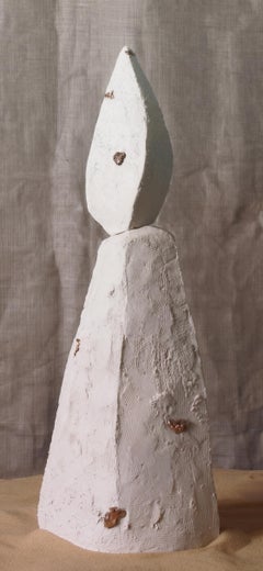 Talisman Sculpture #2 in Sandy Stoneware with Bronze Inlays by Margaux Leycuras