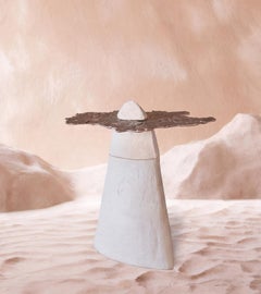 Talisman Side Table #2 in Stoneware and Bronze by Margaux Leycuras