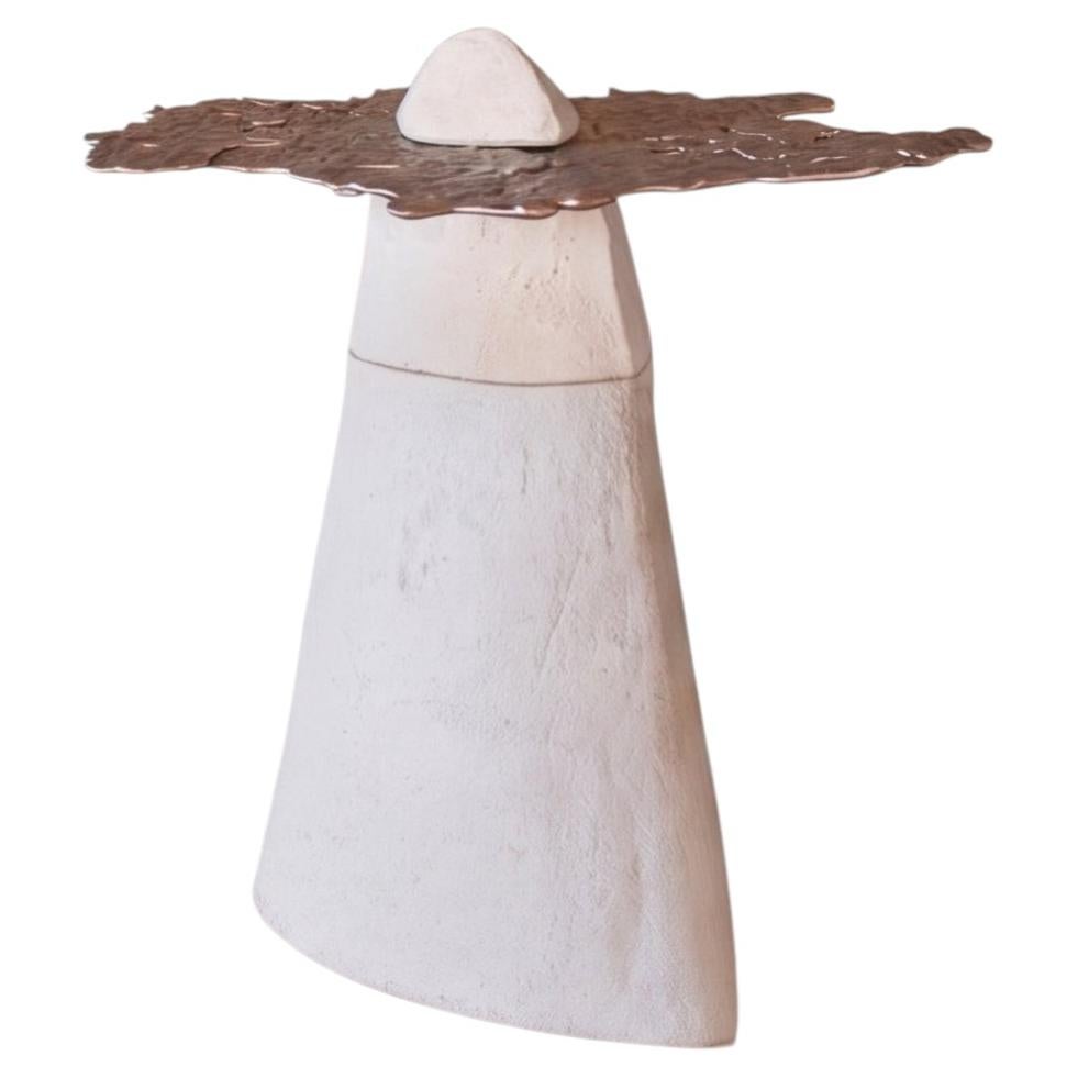 Talisman Side Table #2 in Stoneware and Bronze by Margaux Leycuras For Sale