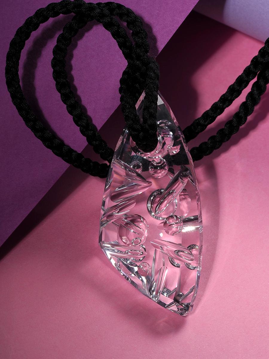 Talisman VI Rock Crystal Pendant Unique Carving Unisex Necklace 3