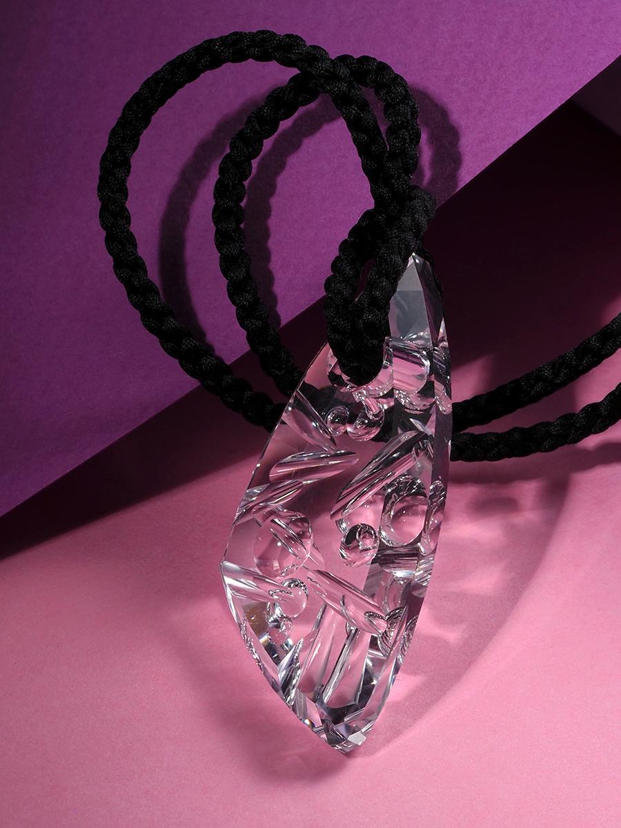 Talisman VI Rock Crystal Pendant Unique Carving Unisex Necklace 4
