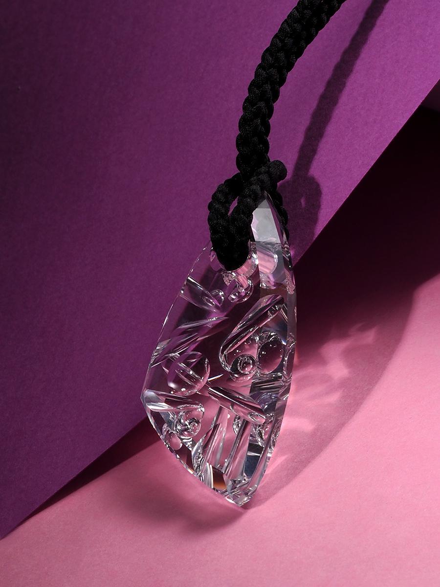 Talisman VI Rock Crystal Pendant Unique Carving Unisex Necklace 5