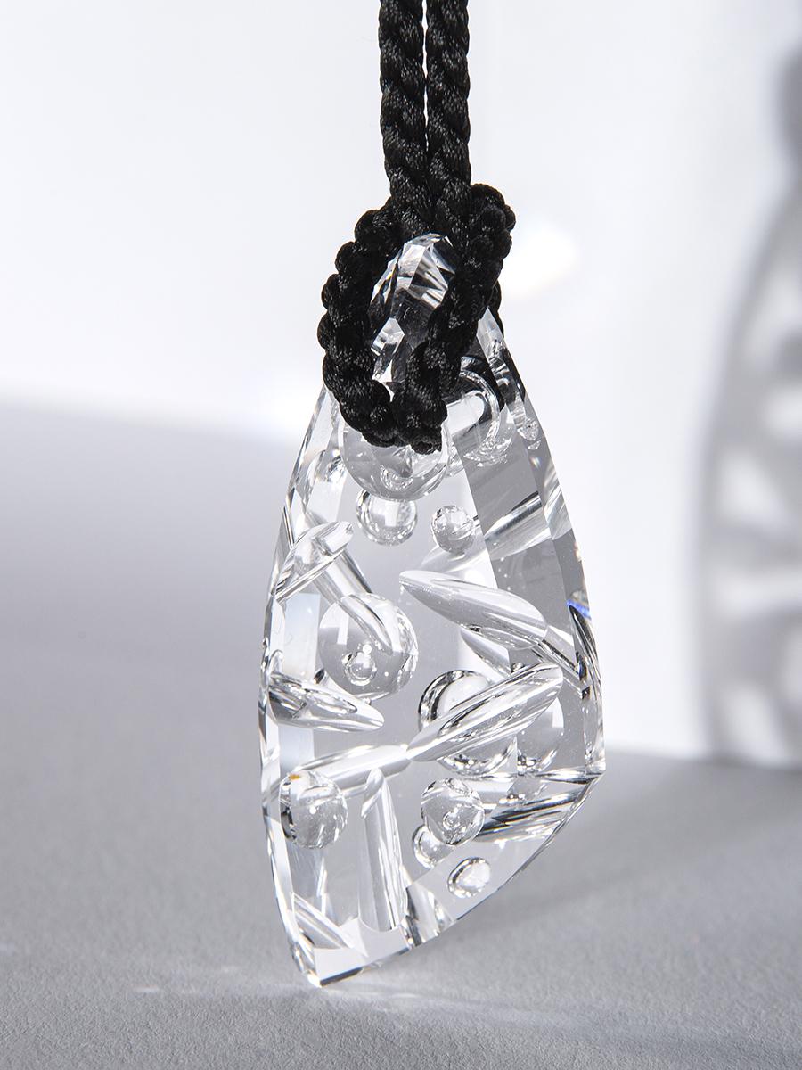 Mixed Cut Talisman VI Rock Crystal Pendant Unique Carving Unisex Necklace