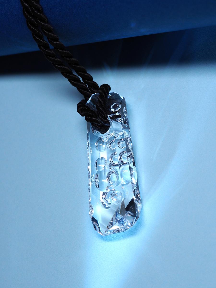 Women's or Men's Talisman VII Carved Rock Crystal Pendant Amulet Natural Quartz For Sale