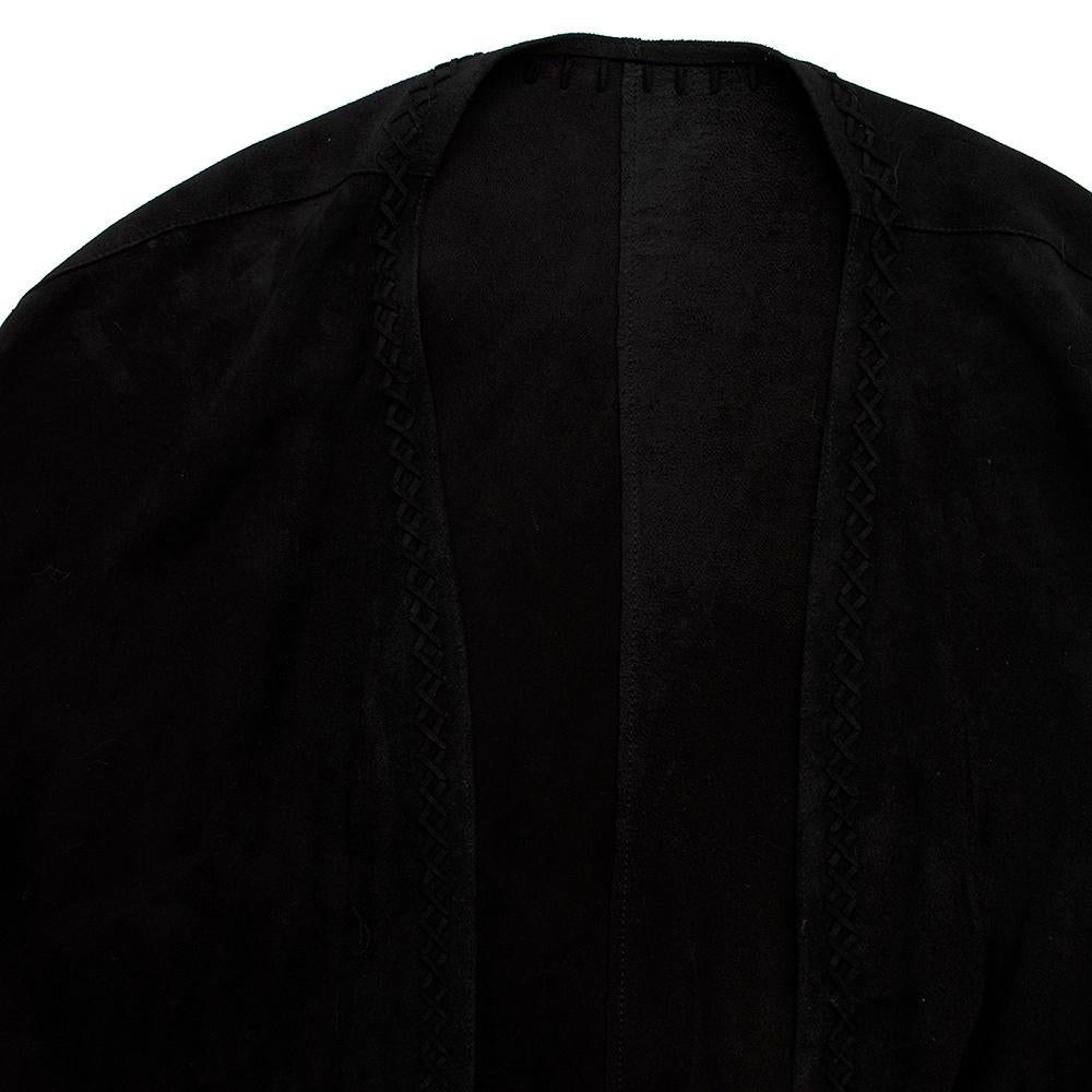 Talitha Black Suede Fringed Shawl S/M In Excellent Condition For Sale In London, GB