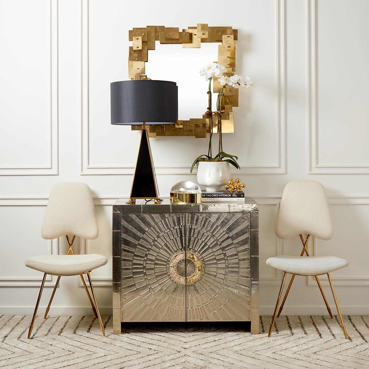 Talitha Nickel and Abalone Console Cabinet In New Condition For Sale In New York, NY