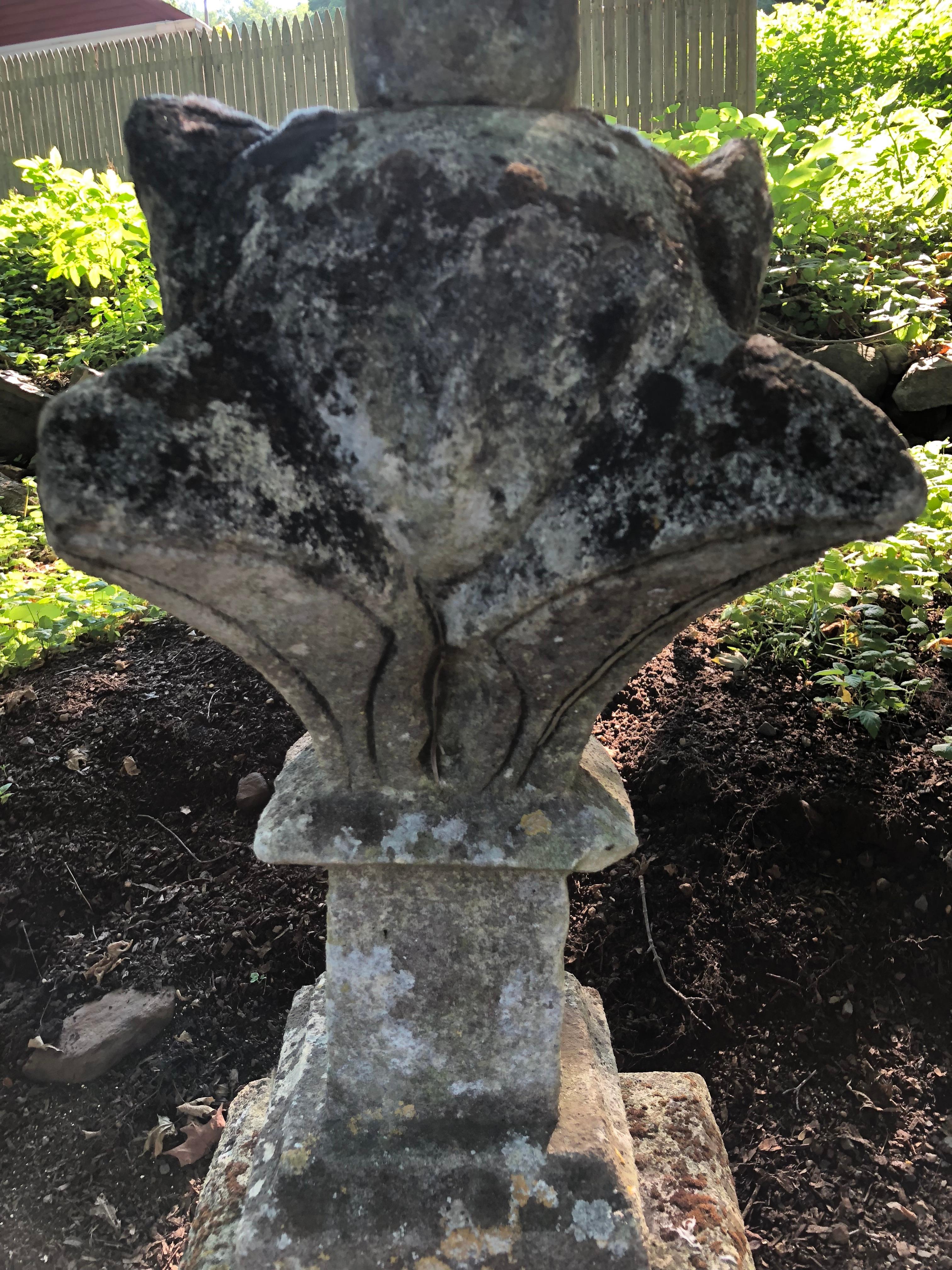 Tall 17th Century French Mossy Elaborately Hand-Carved Limestone Finial 6