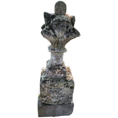 Tall 17th Century French Mossy Elaborately Hand-Carved Limestone Finial