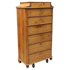 Tall 1800s Chest of Drawers with Top Piece