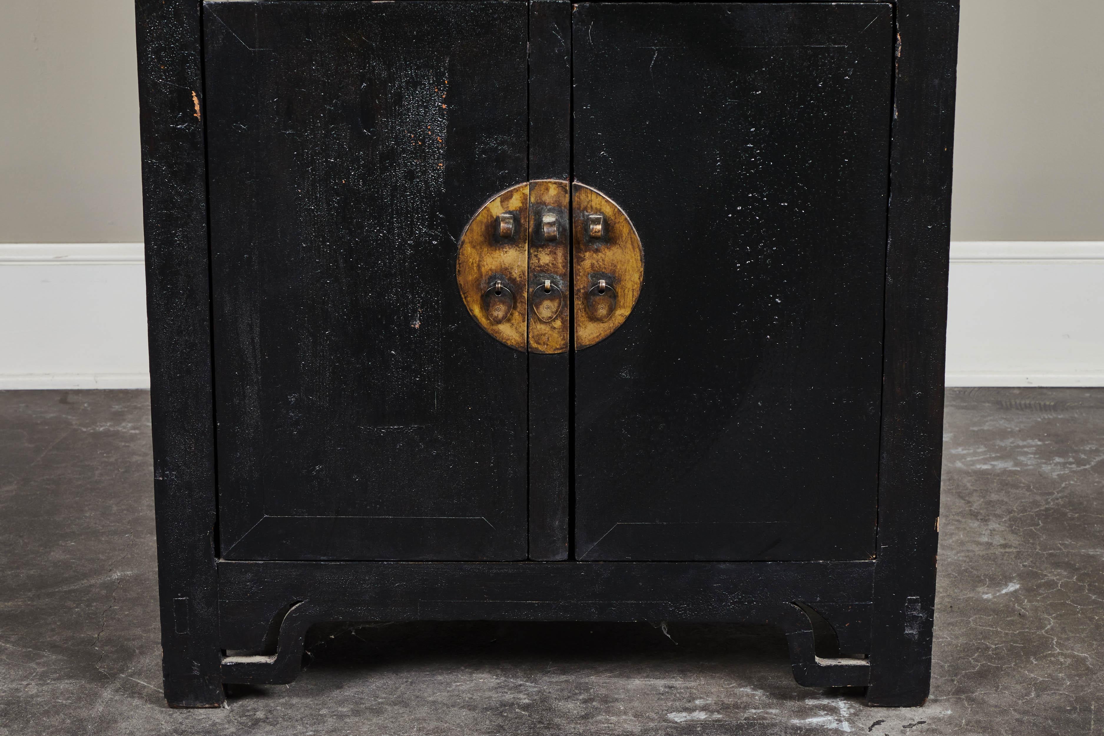 Chinese Export Tall 18th Century Black Lacquer Chinese Cabinet