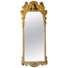 Tall 18th Century English George III Gilded Pier Mirror, Circa 1760