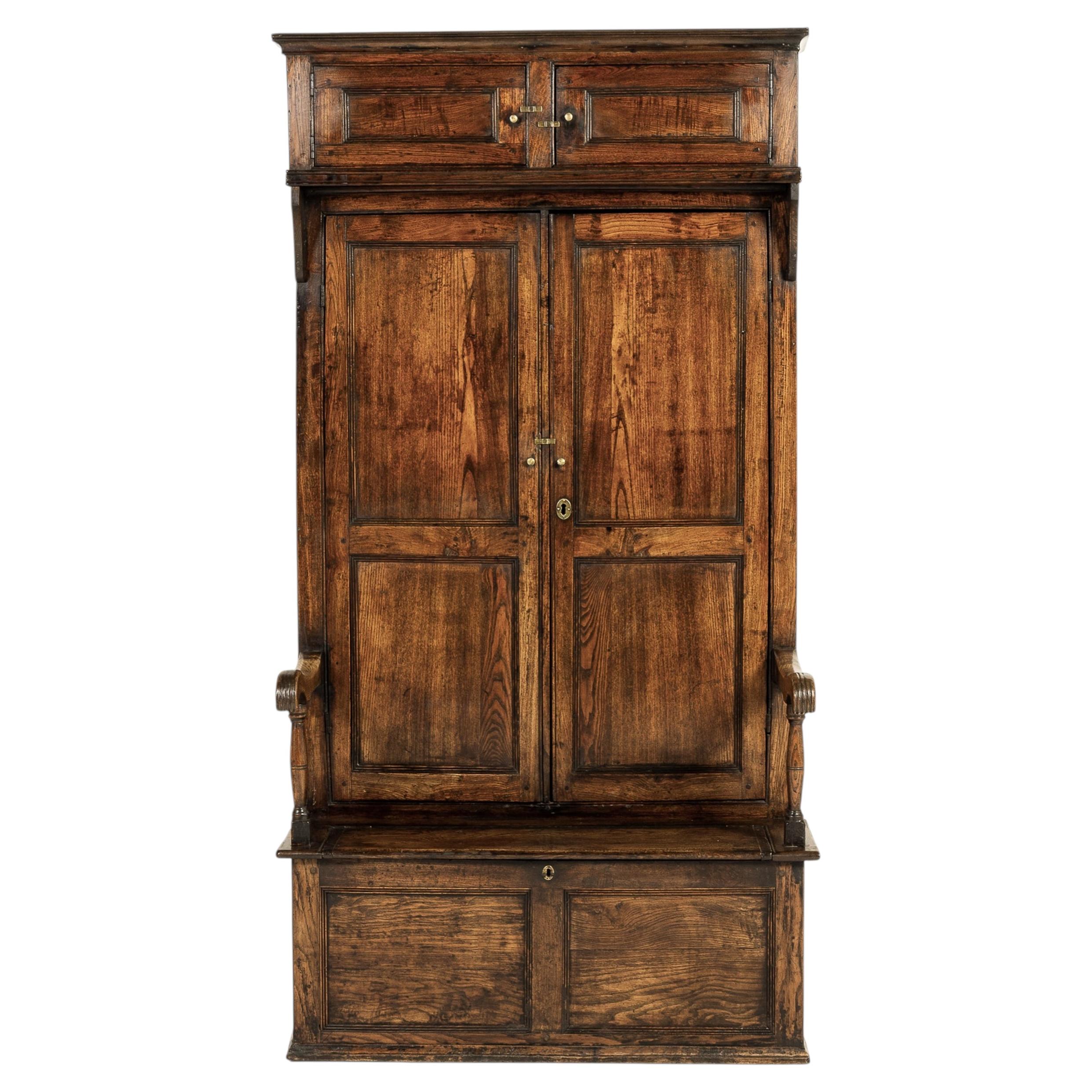 Tall 18th Century George III Elm Bacon Settle For Sale