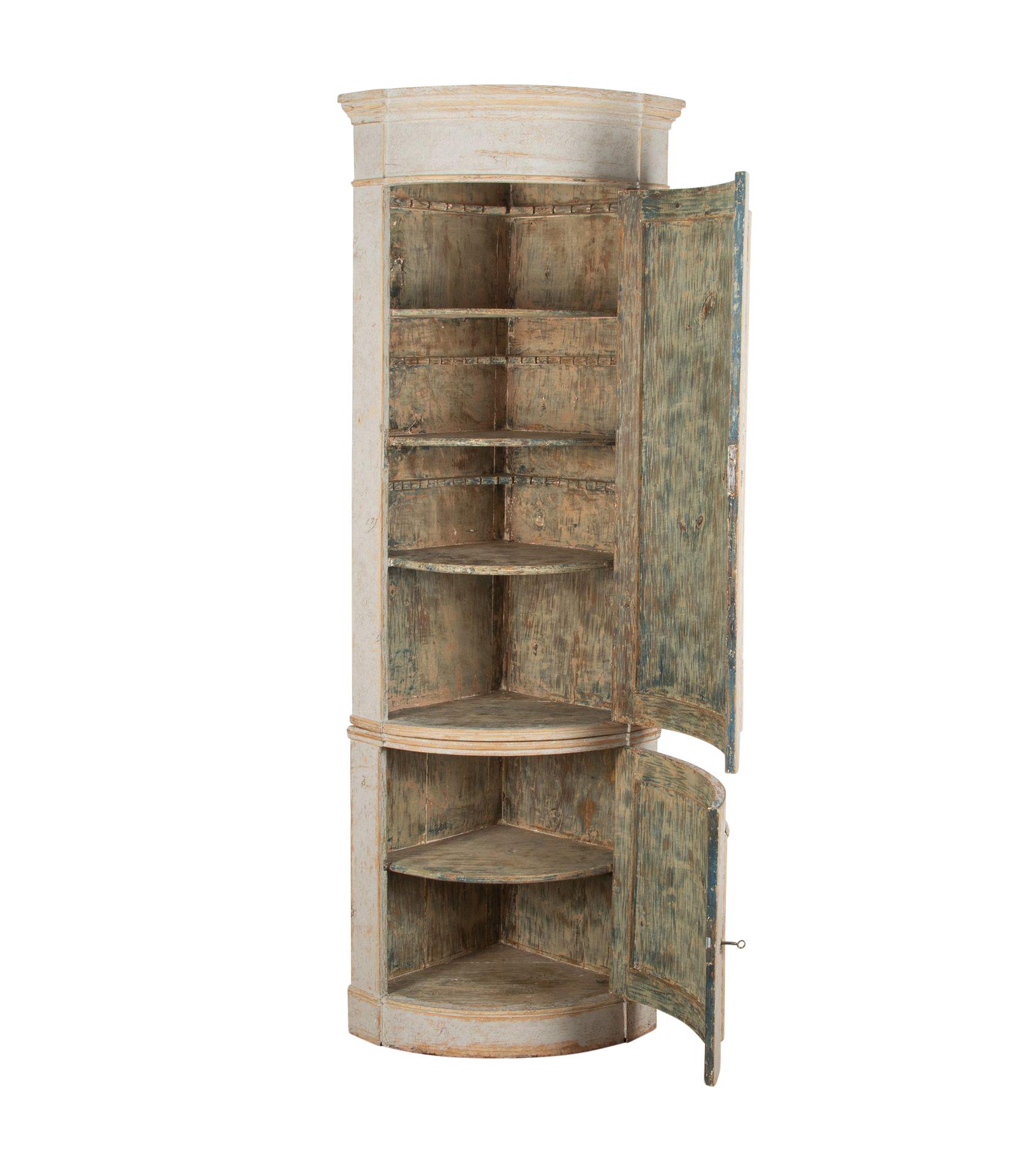 Tall 18th Century Swedish Gustavian Corner Cupboard 1