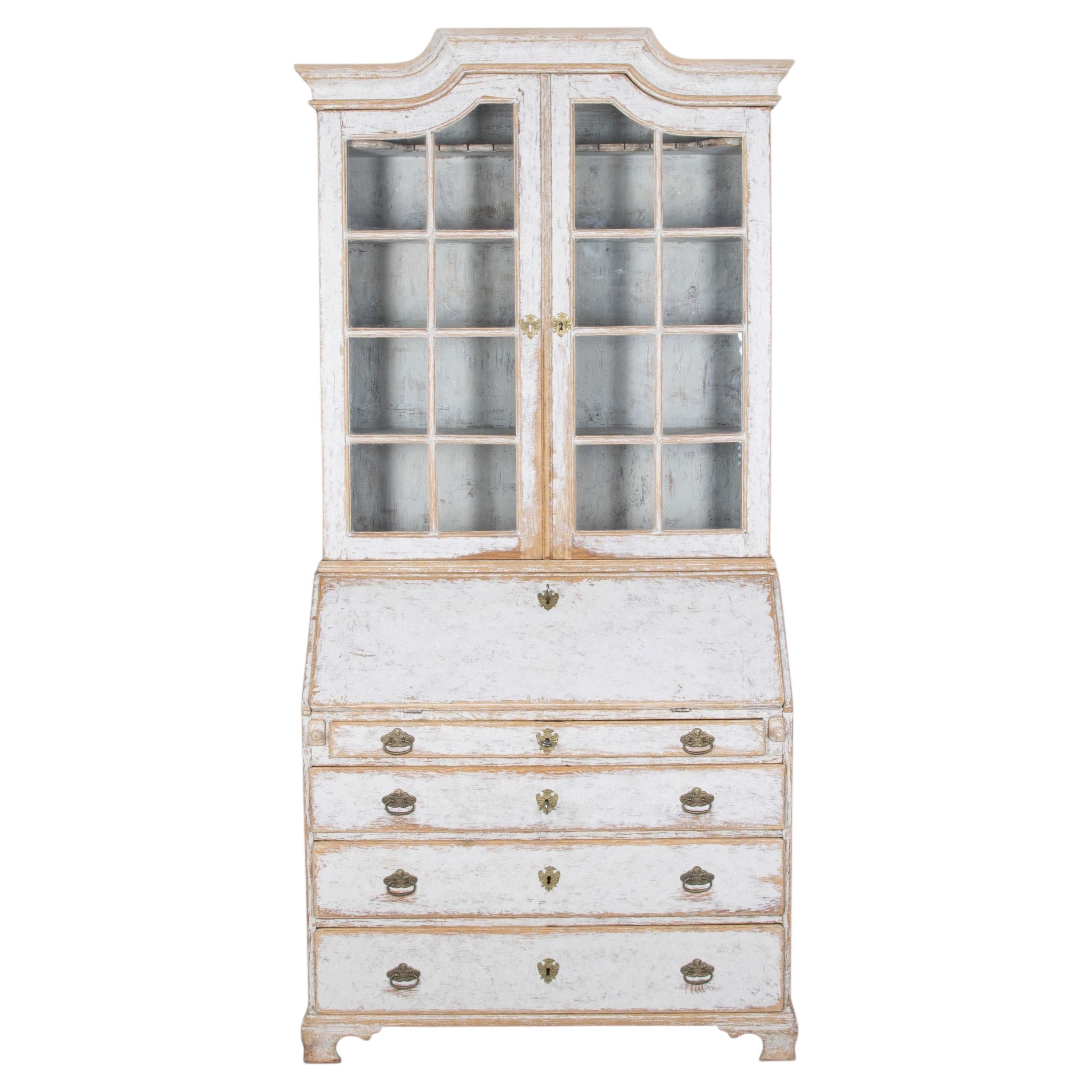 Tall 18th Century Swedish Rococo Secretary For Sale