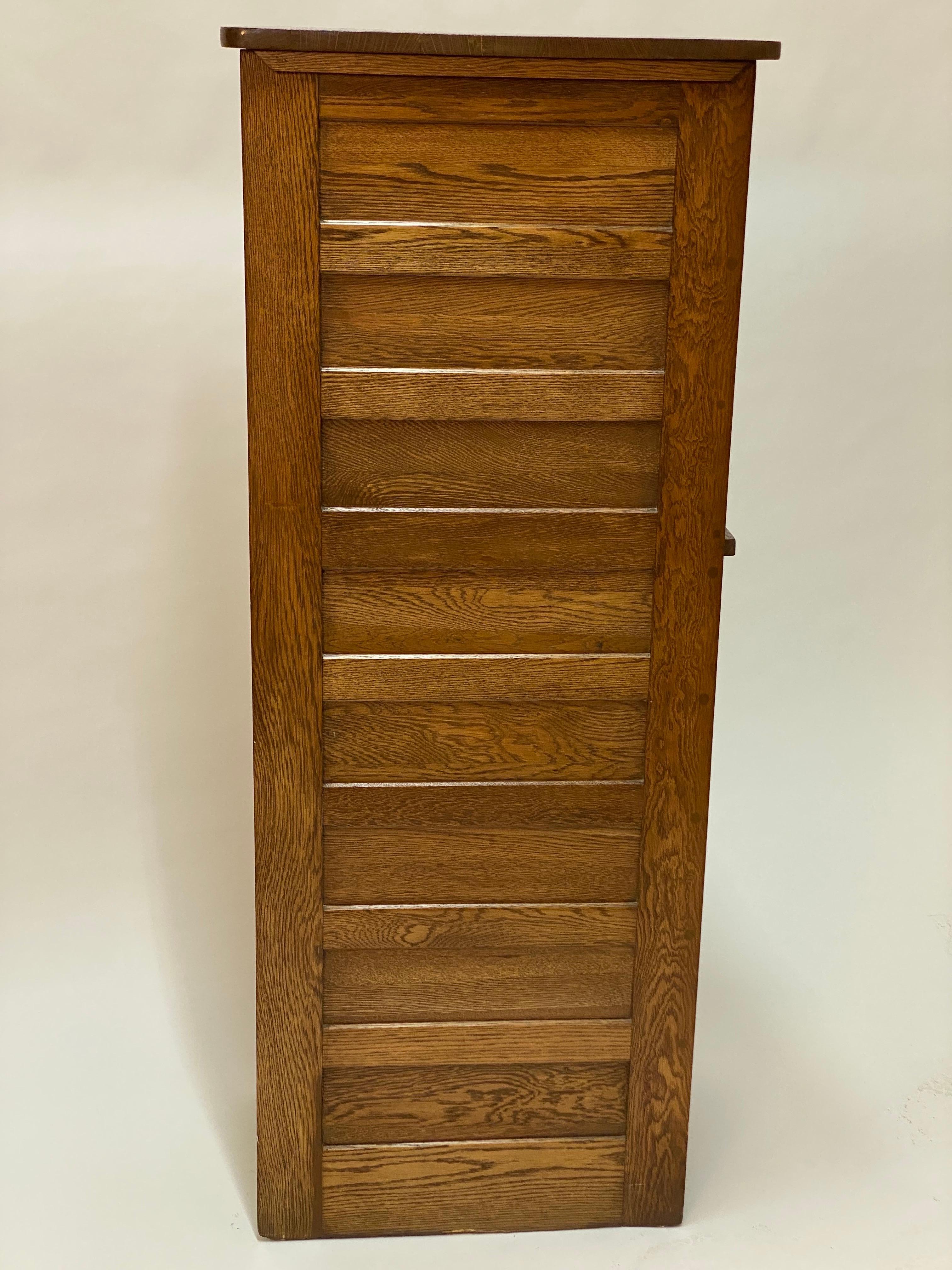 20th Century Tall 1920s Industrial Oak Eight Drawer Cabinet For Sale