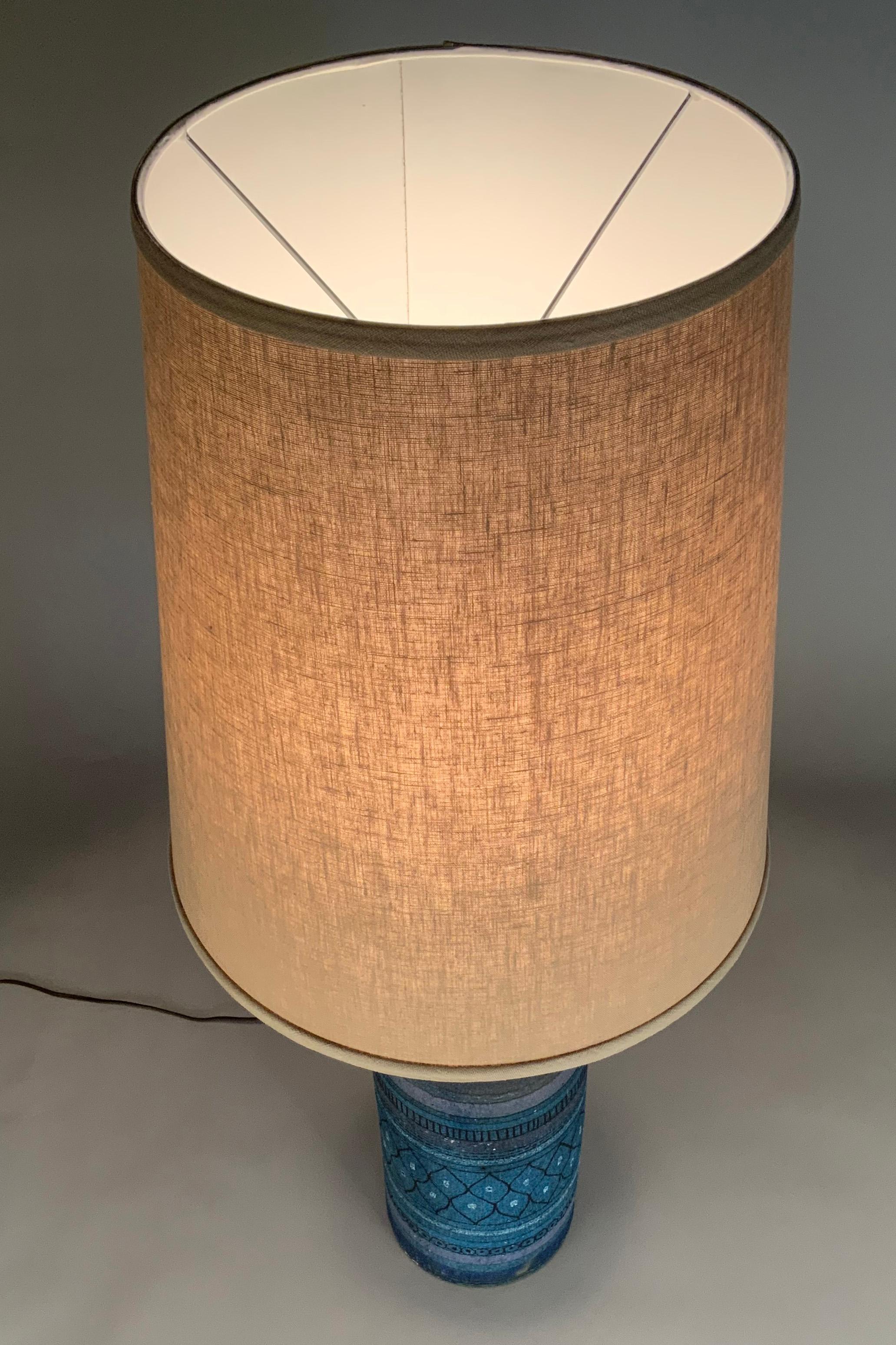 Mid-20th Century Tall 1950's Italian Glazed Ceramic Lamp in Shades of Blue