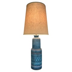 Tall 1950's Italian Glazed Ceramic Lamp in Shades of Blue