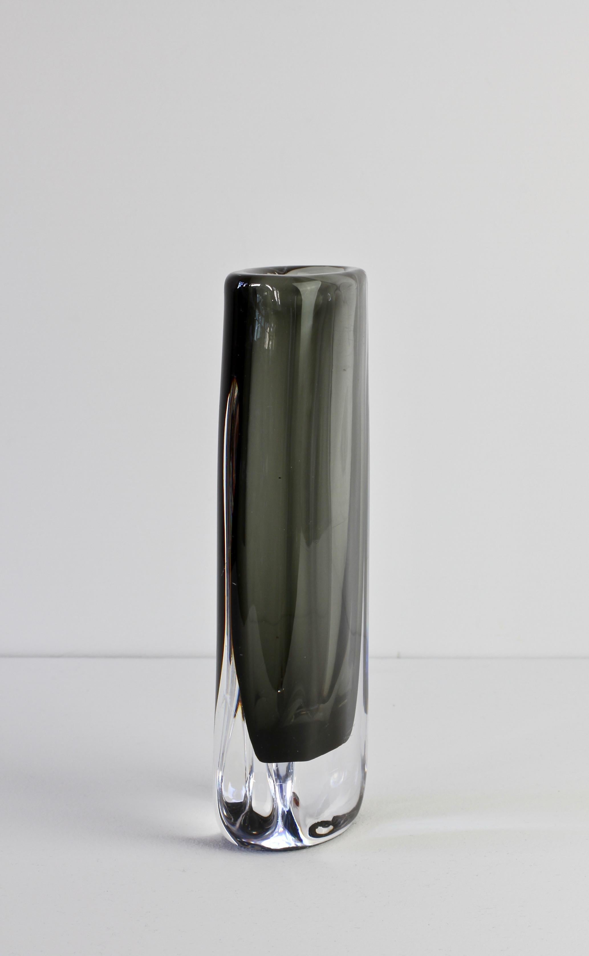 20th Century Tall 1950s Sommerso 'Dusk' Vase Signed by Nils Landberg for Orrefors Glass