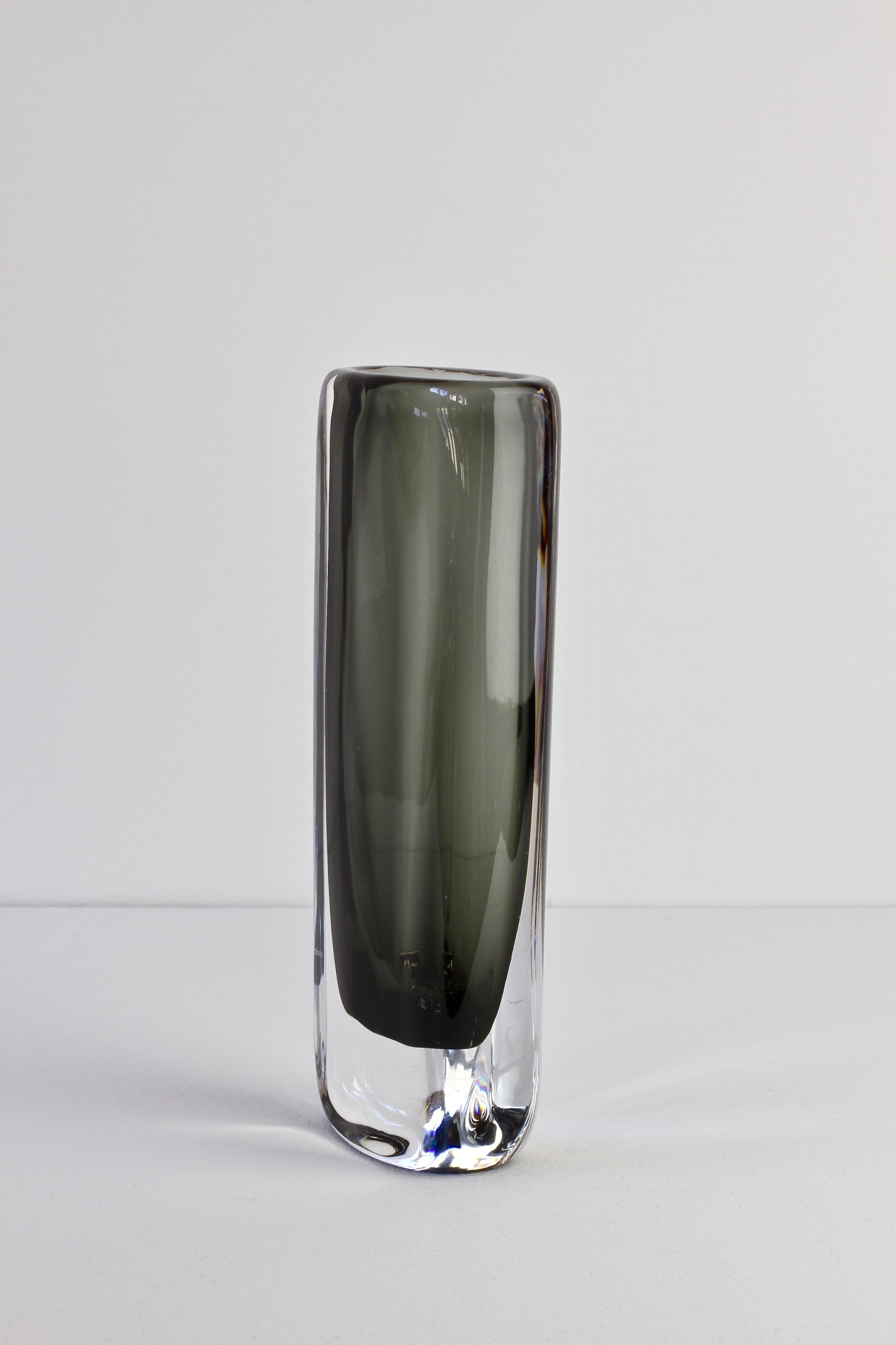 Tall 1950s Sommerso 'Dusk' Vase Signed by Nils Landberg for Orrefors Glass 1
