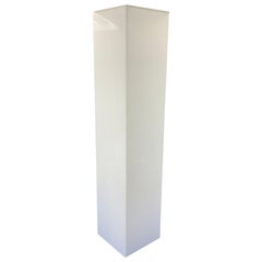 Vintage Tall 1970s Electrified White Lucite Or Acrylic Pedestal Stand Display Column