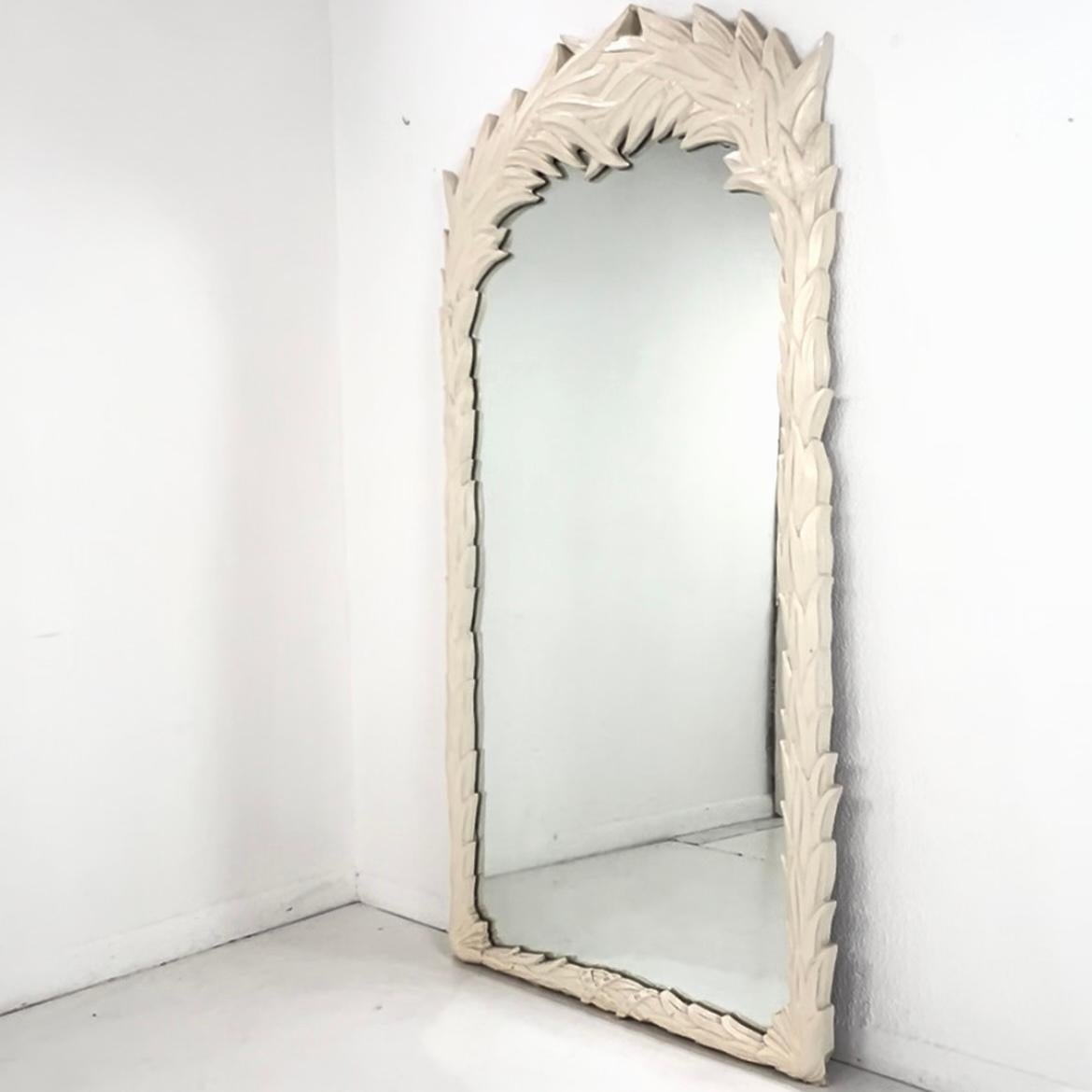 Tall 1970s Palm Frond Mirror in the Style of Serge Roche In Good Condition In Dallas, TX