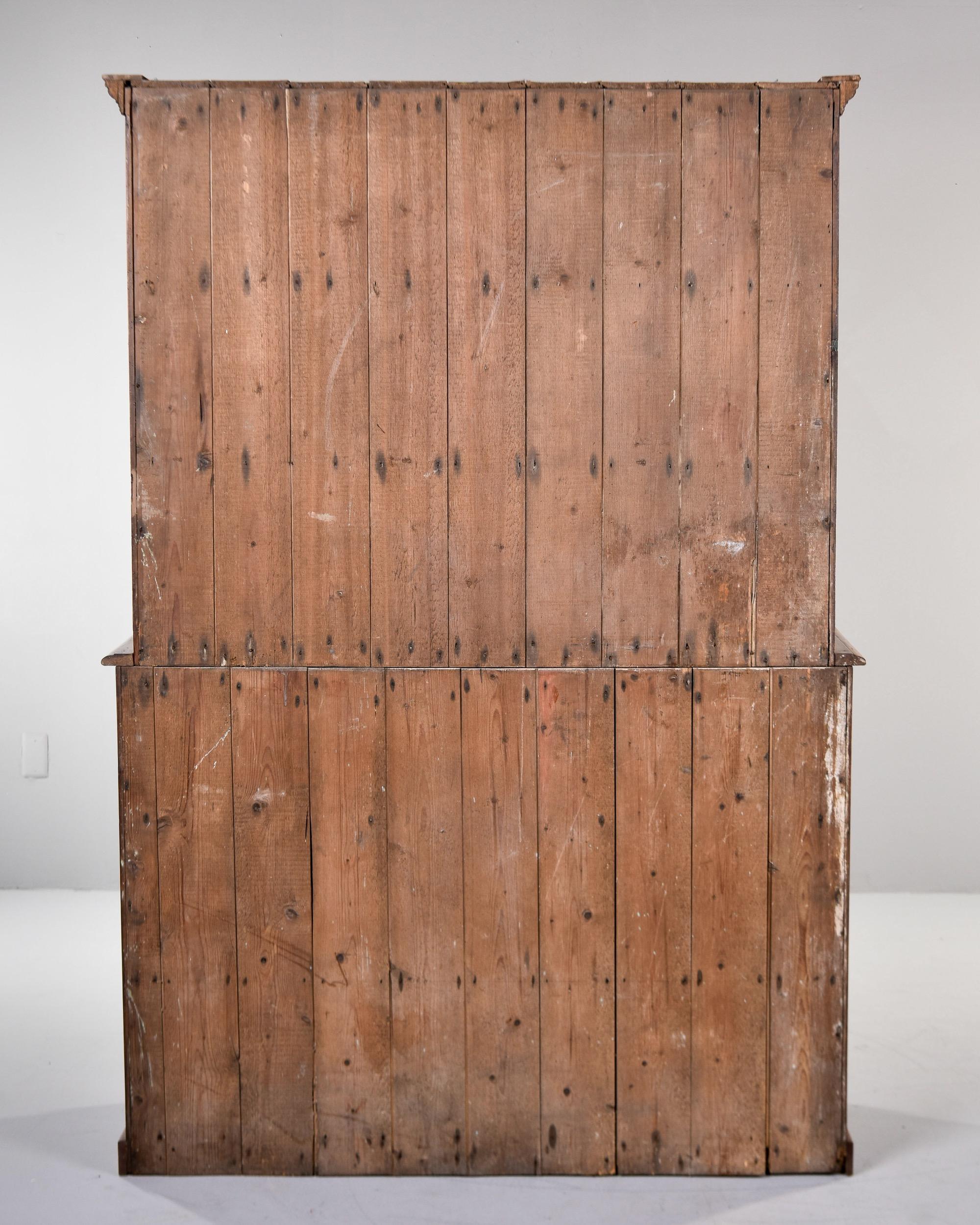 Tall 19th C English Pine Cupboard With Glazed Top For Sale 8