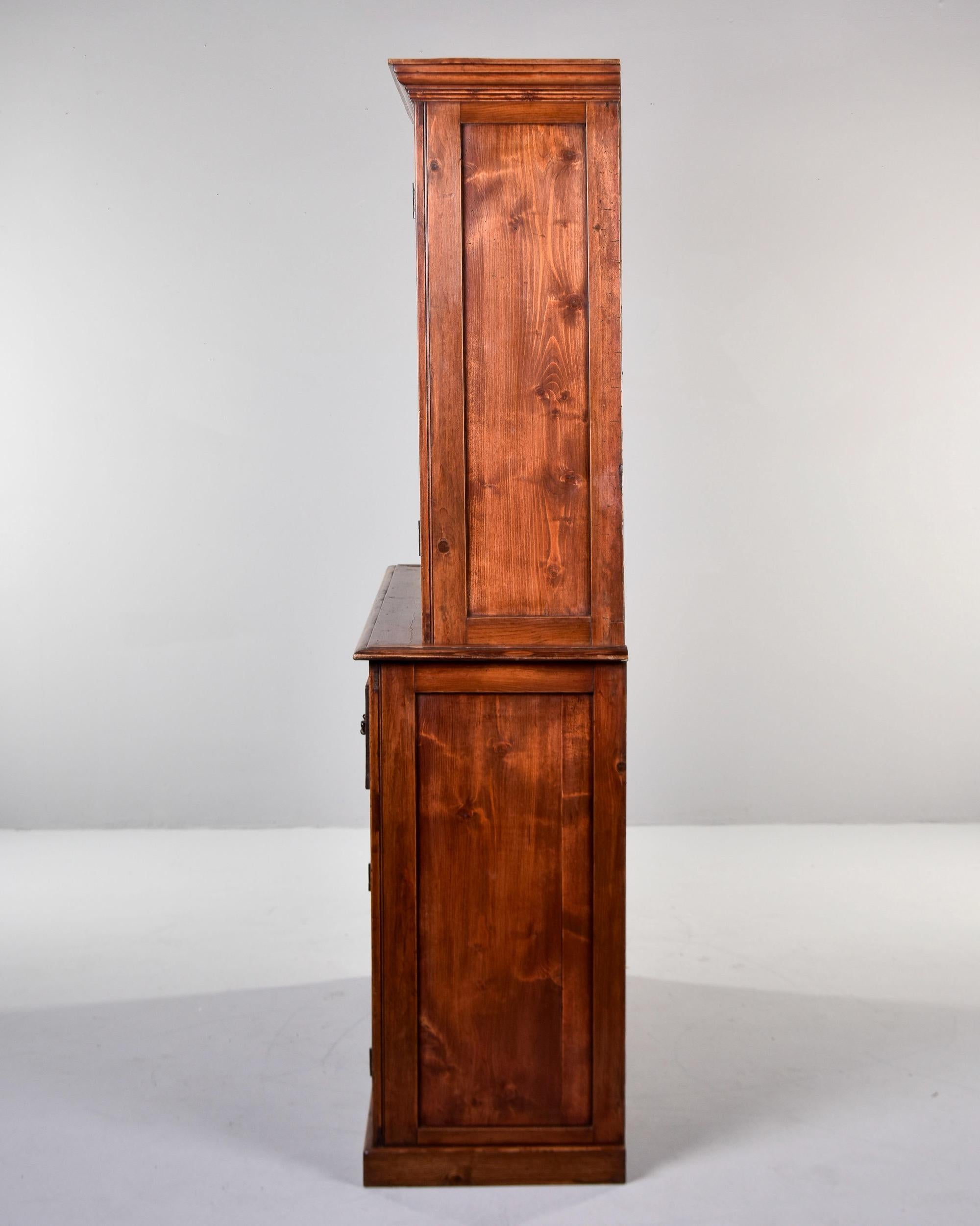 Tall 19th C English Pine Cupboard With Glazed Top For Sale 2