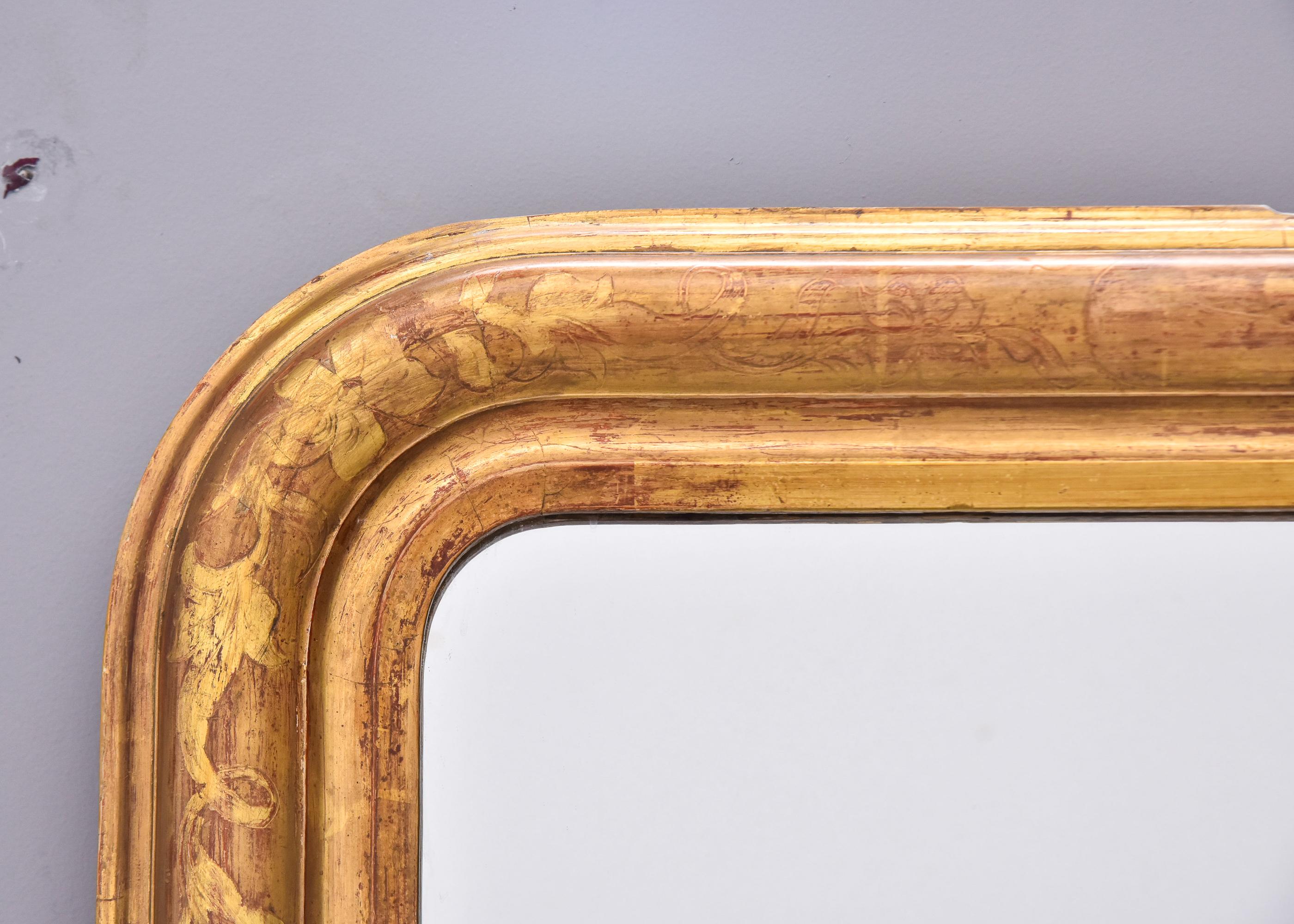 Tall 19th Century Louis Philippe Gilt Mirror In Good Condition For Sale In Troy, MI