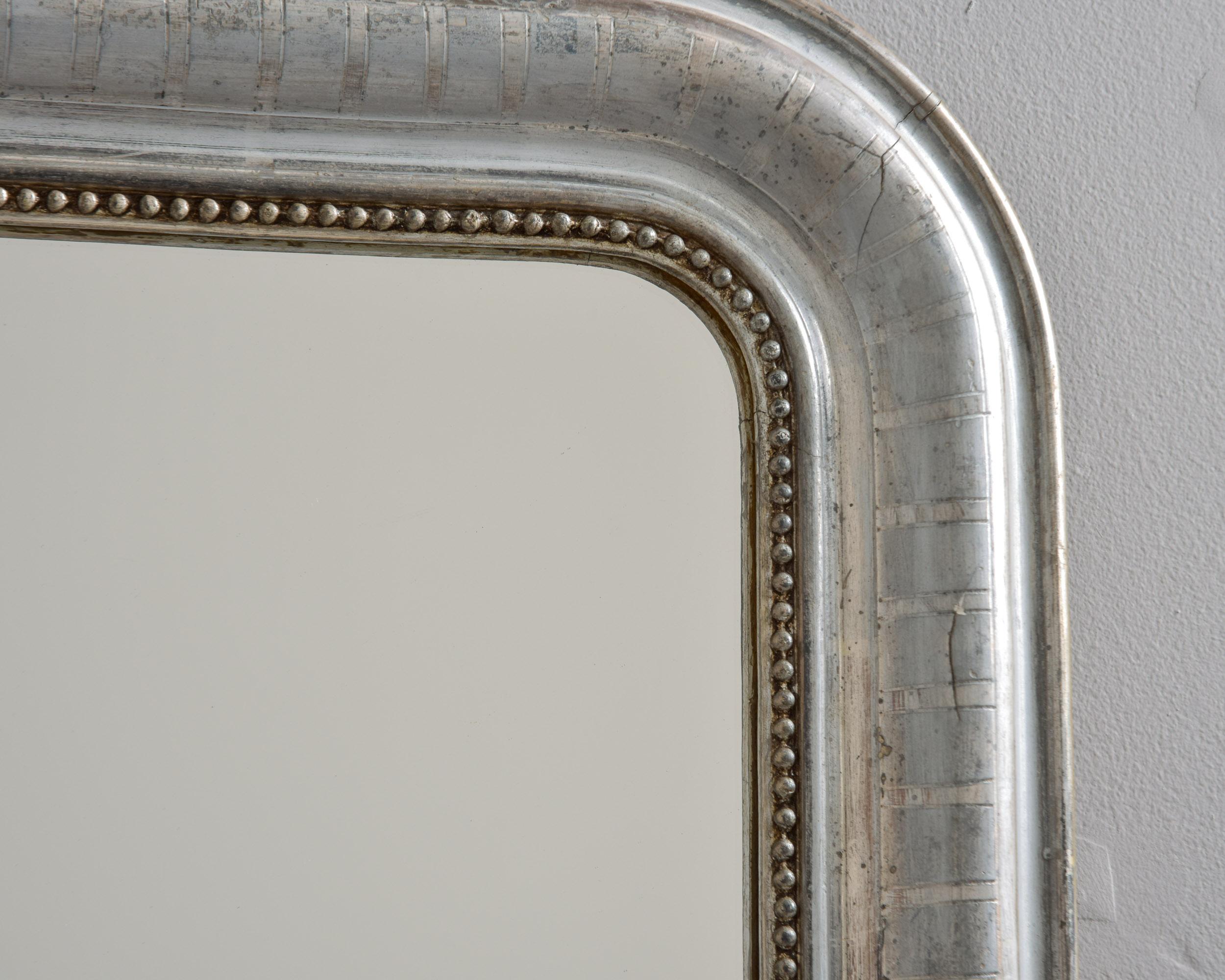 Tall 19th C Silver Leaf Louis Philippe Mirror 5