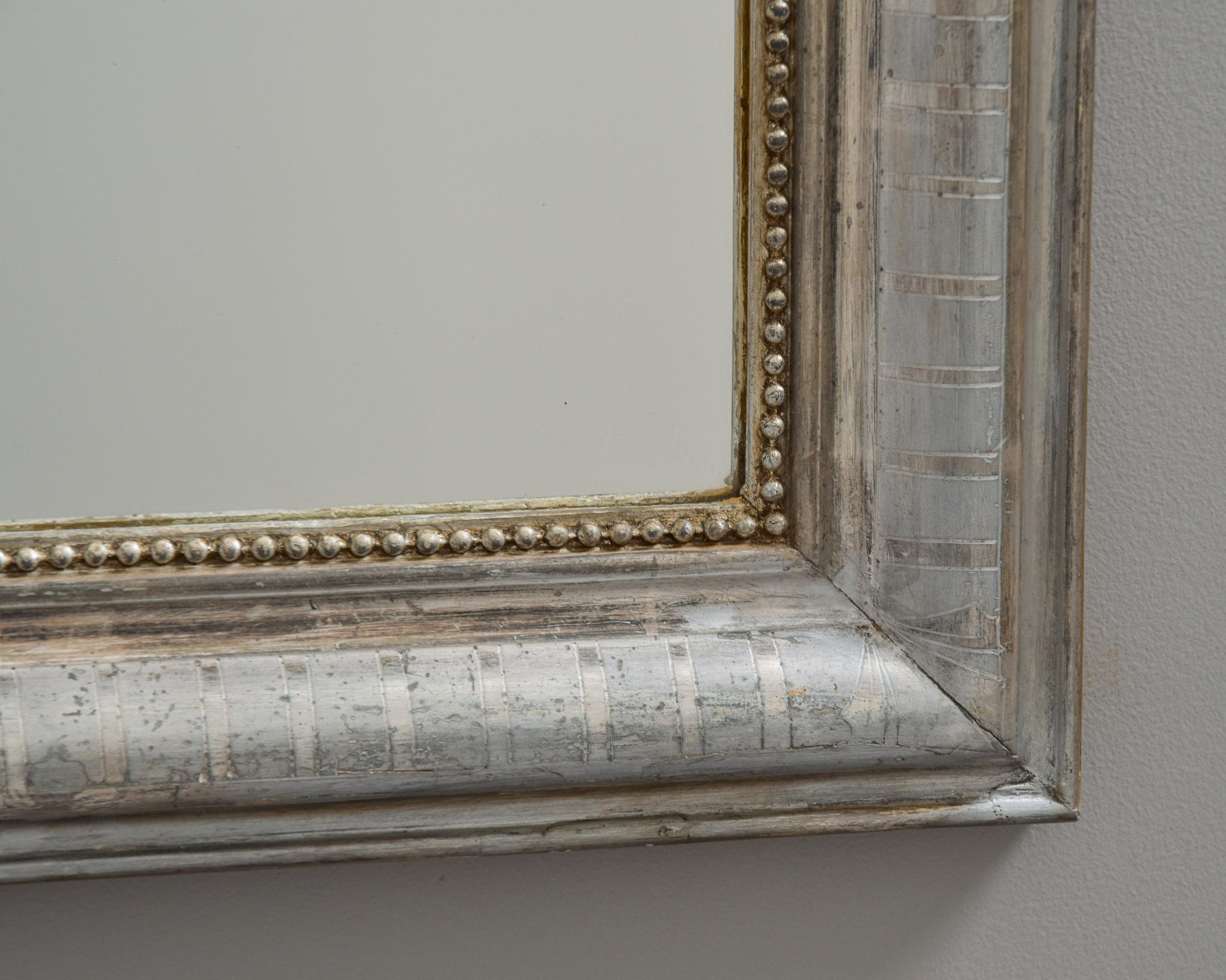 Tall 19th C Silver Leaf Louis Philippe Mirror 6
